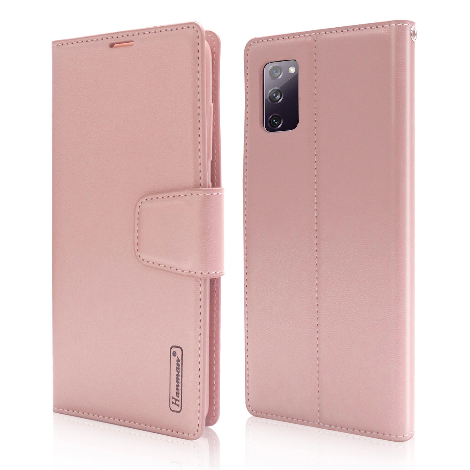 Hanman Samsung Galaxy S20 FE 5G Case Leather Rose Gold