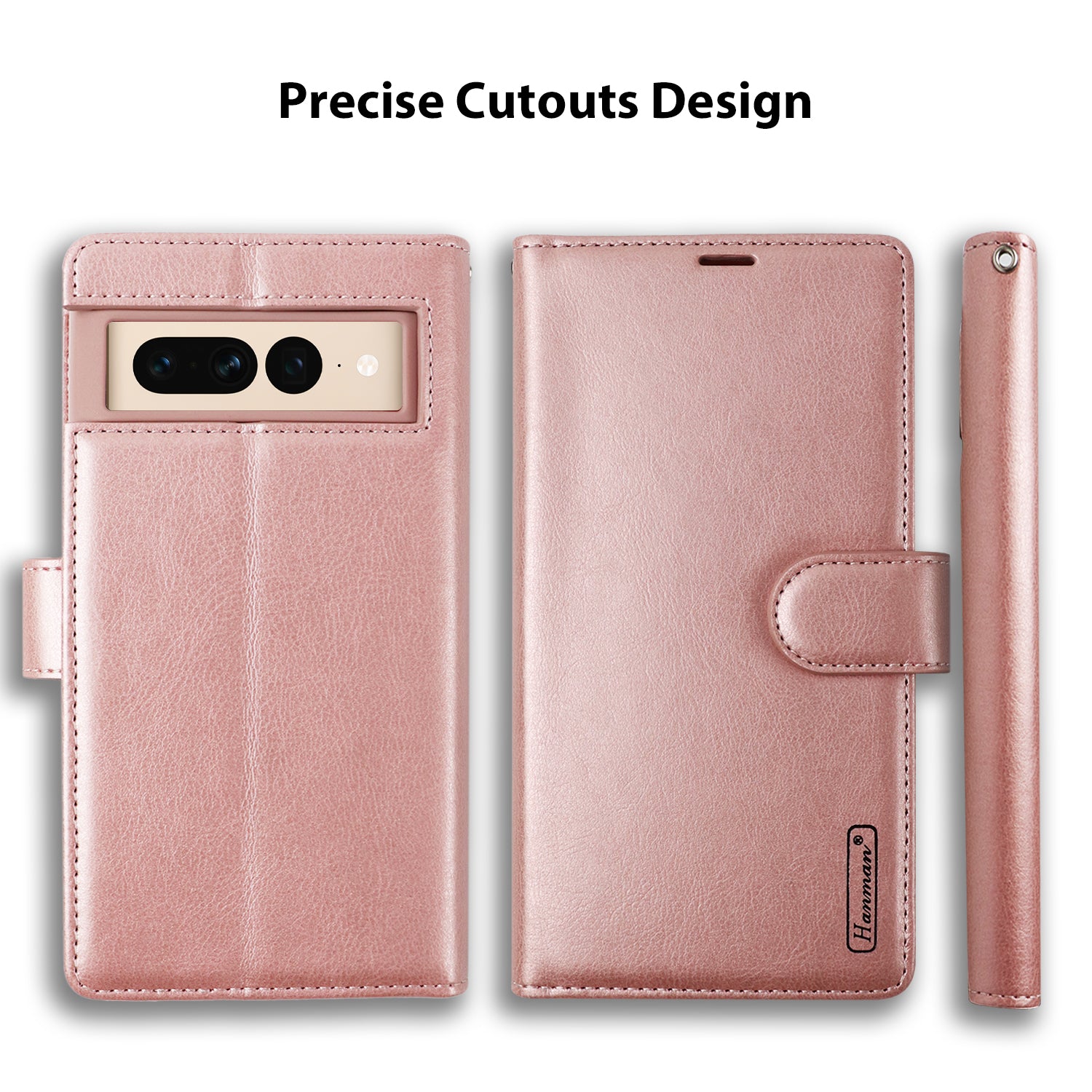 Hanman Google Pixel 7 Pro Leather Case Rose Gold