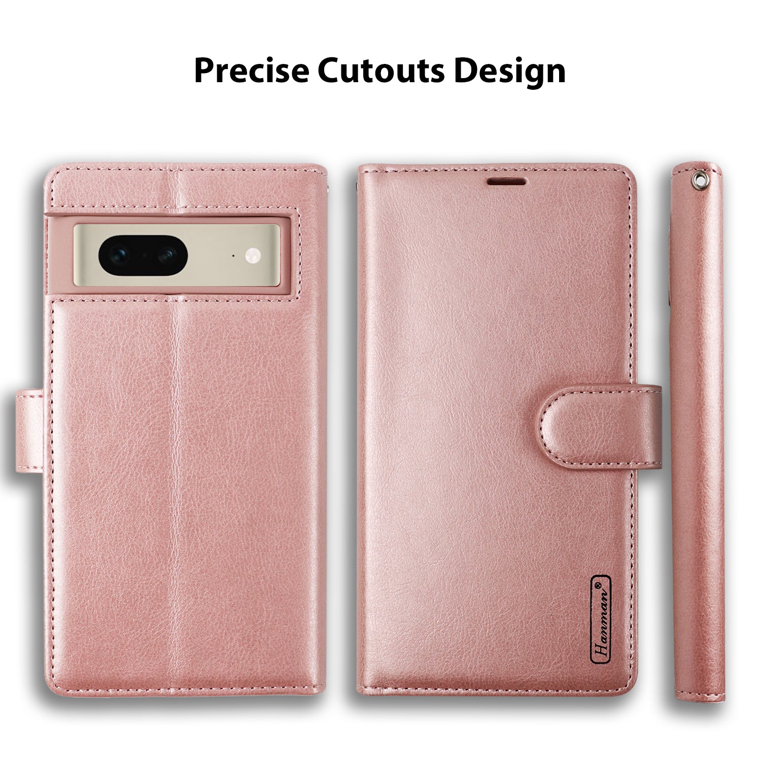 Hanman Google Pixel 7 Leather Case Rose Gold