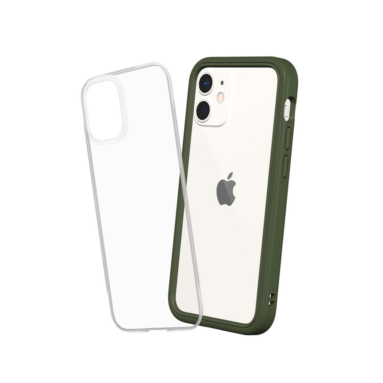 RhinoShield iPhone 12 mini Case MOD NX with Rim, Button, Frame, Clear Back Plate Camo Green