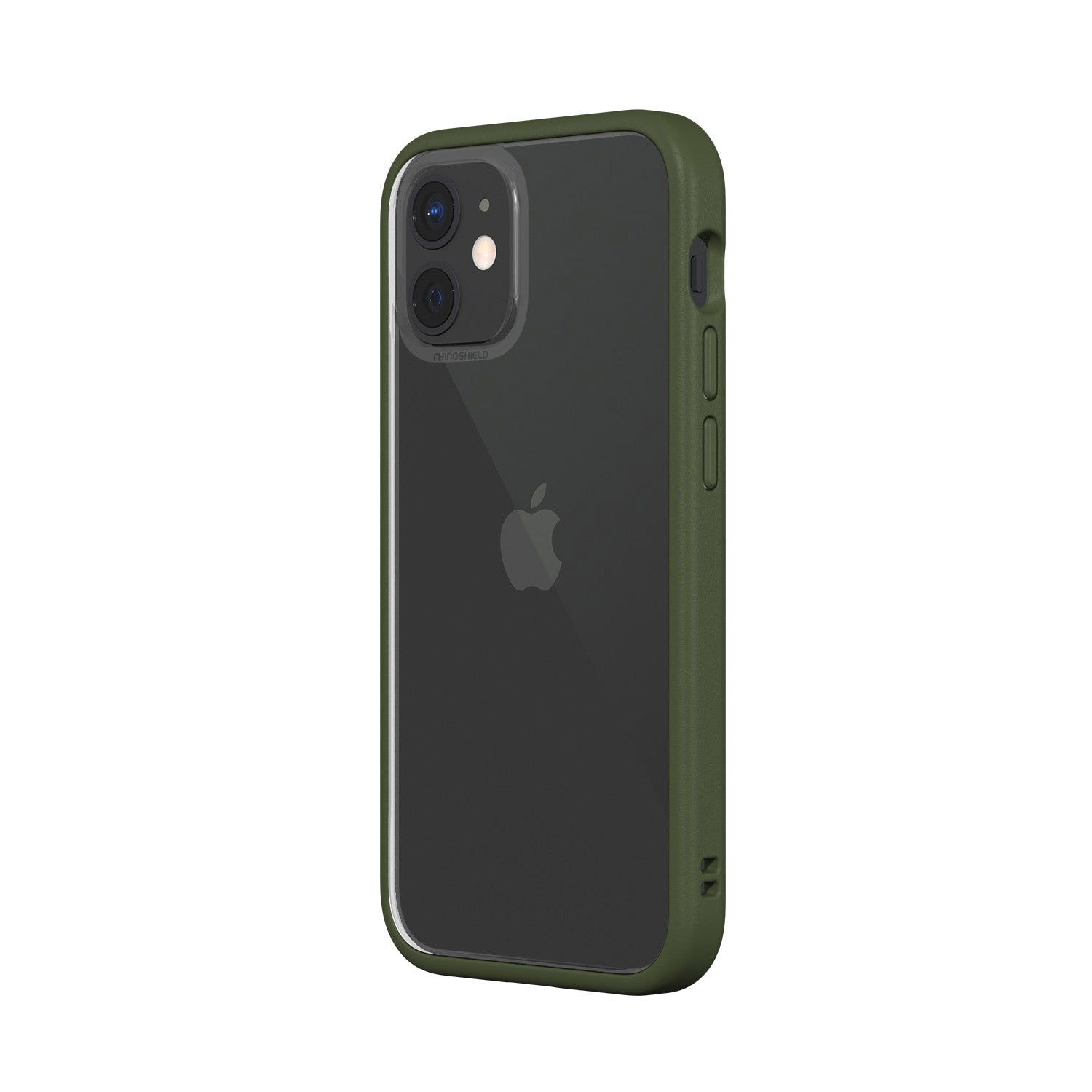 RhinoShield iPhone 12 mini Case MOD NX with Rim, Button, Frame, Clear Back Plate Camo Green