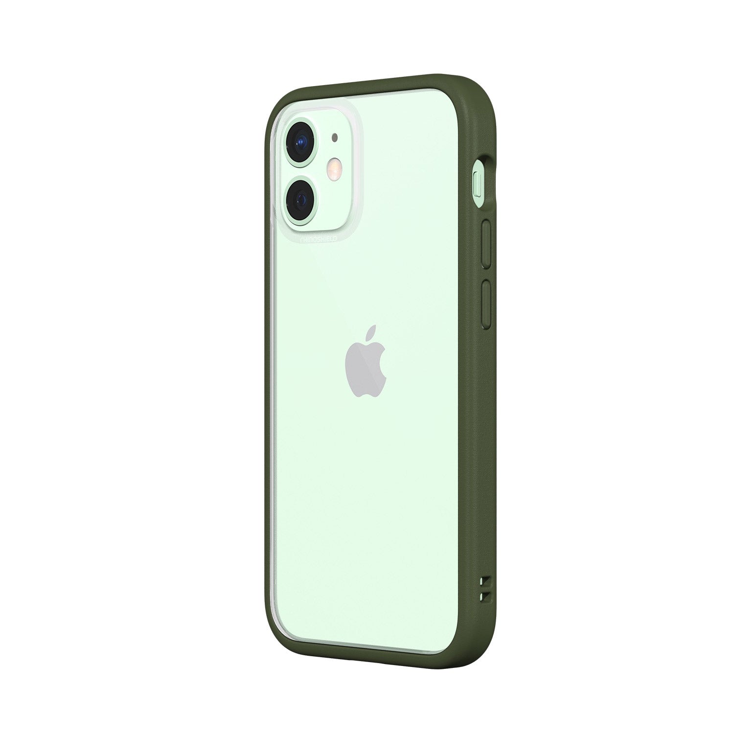 RhinoShield iPhone 12 mini Case MOD NX with Rim, Button, Frame, Clear Back Plate Camo Green