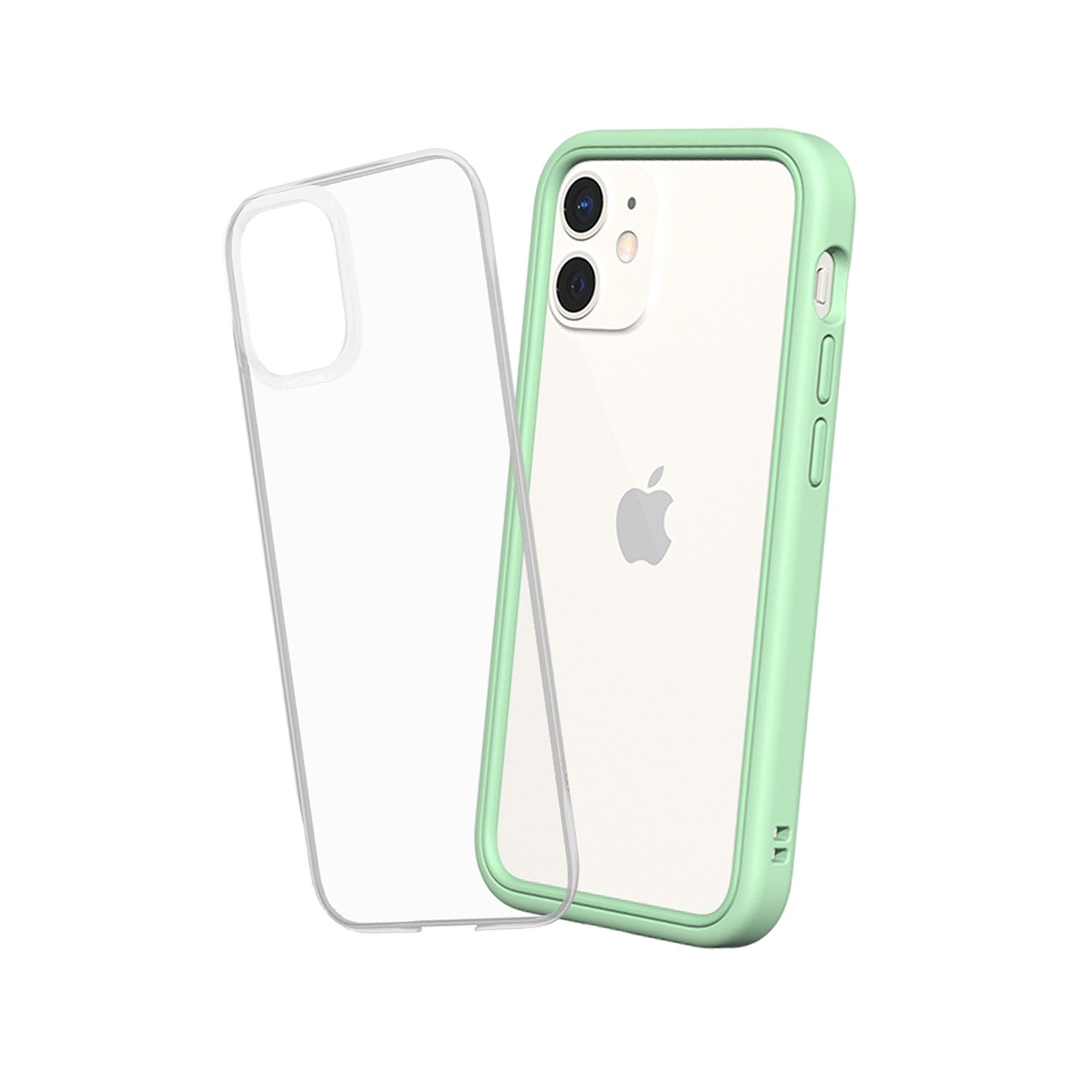 RhinoShield iPhone 12 mini Case MOD NX with Rim, Button, Frame, Clear Back Plate Mint Green