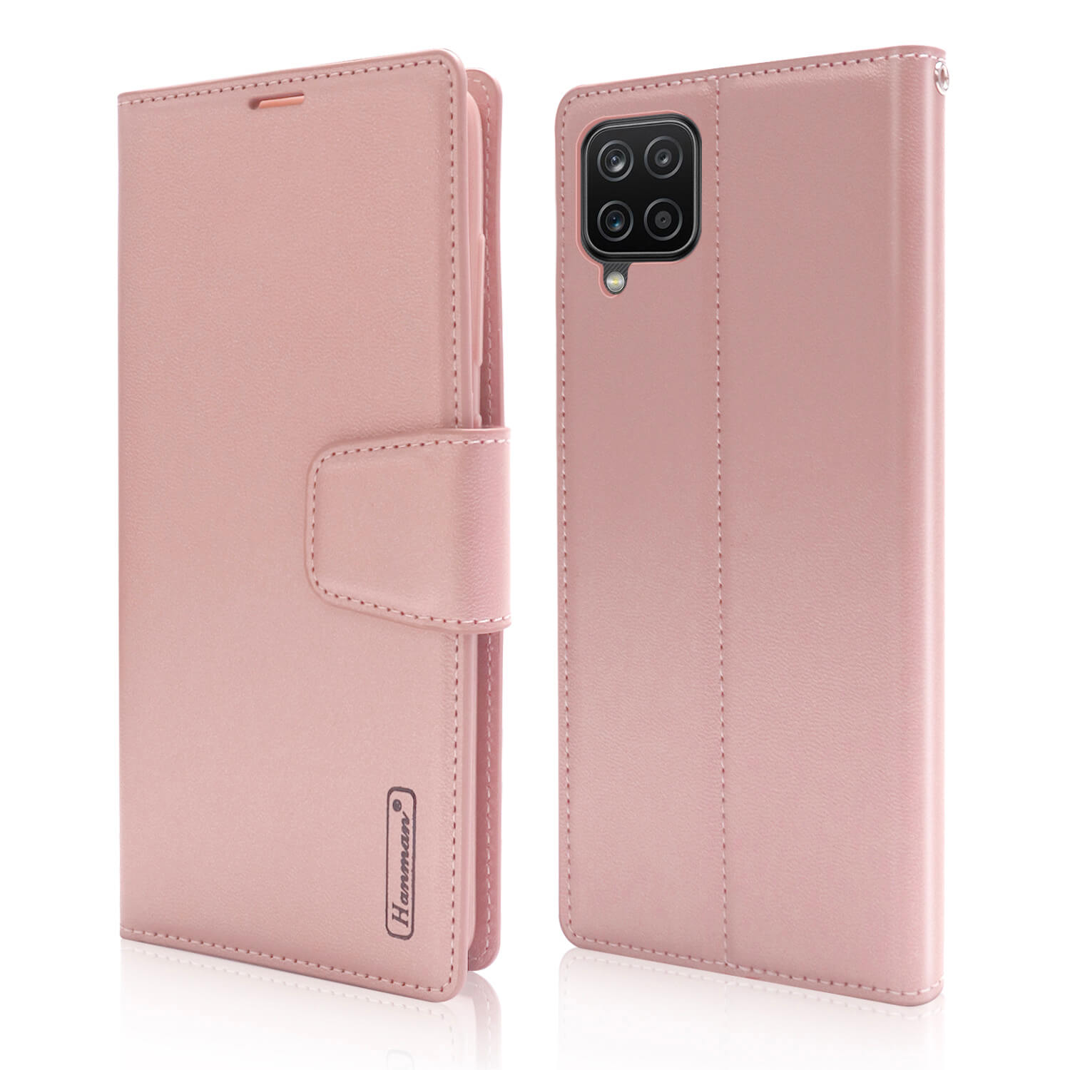 Hanman Samsung Galaxy A12 Leather Case Wallet Rose Gold
