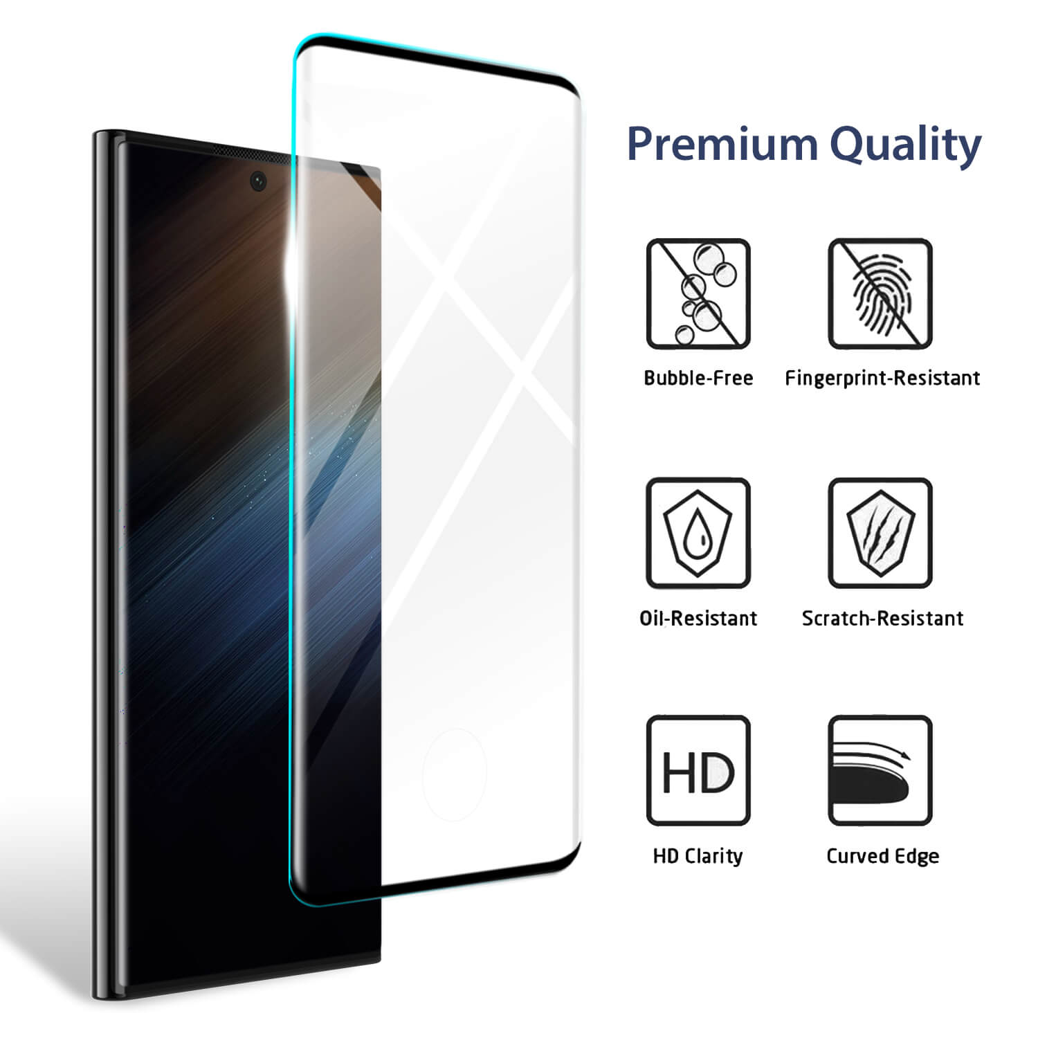 Tough On Samsung Galaxy S22 Ultra 5G Full Tempered Glass Screen Protector Black
