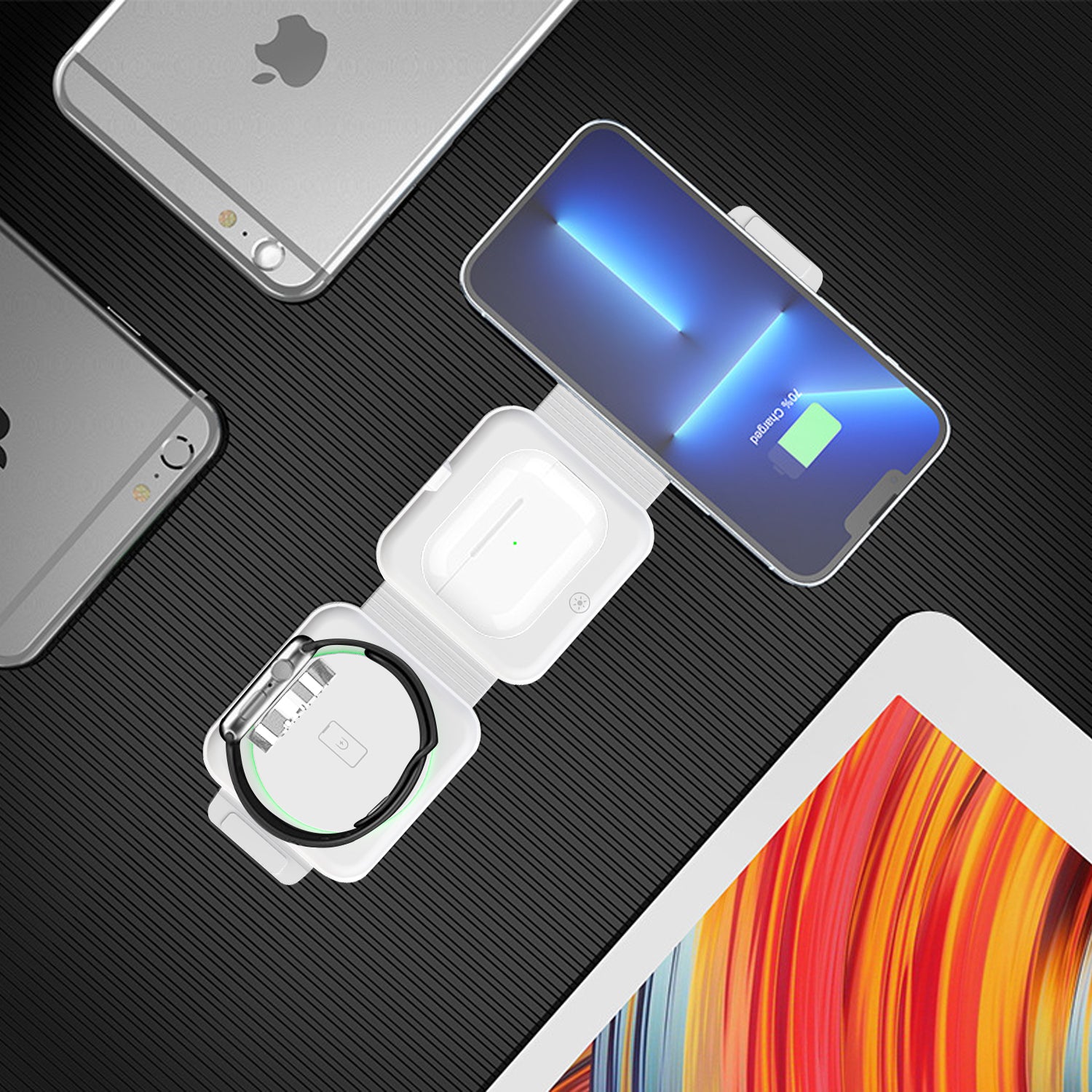 3 in 1 Foldable 15W Magnetic Wireless Charger Pad White