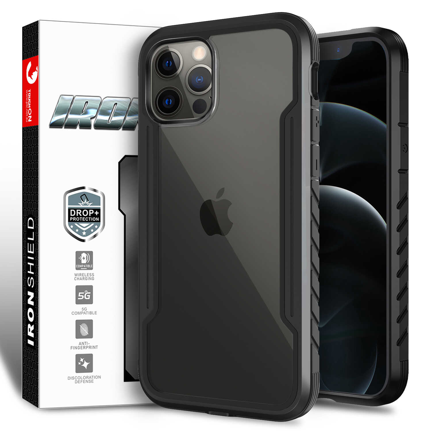 Tough On iPhone 12 Pro Max Case Iron Shield Black