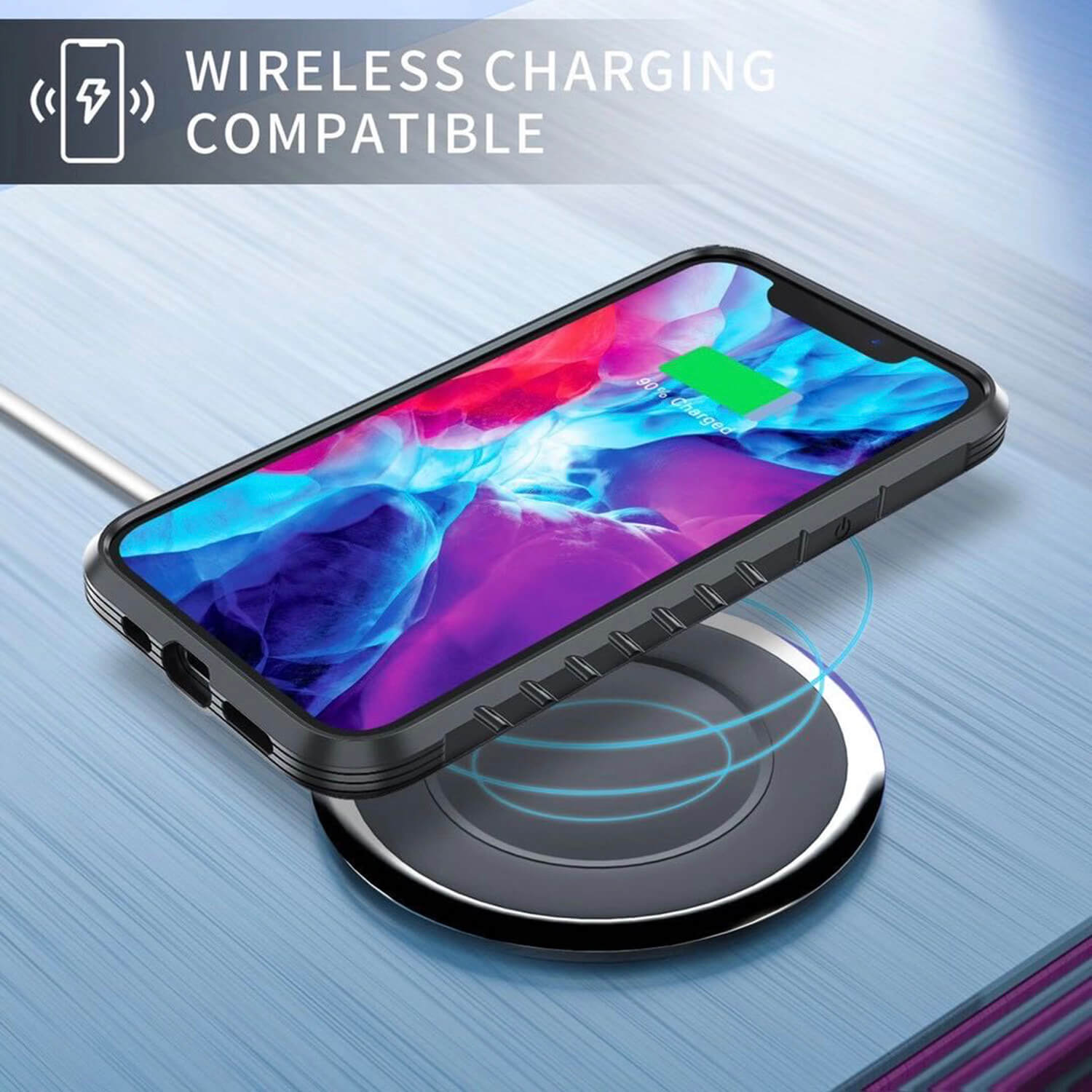 Tough On iPhone 12 / 12 Pro Case Iron Shield Carbon Fiber Black