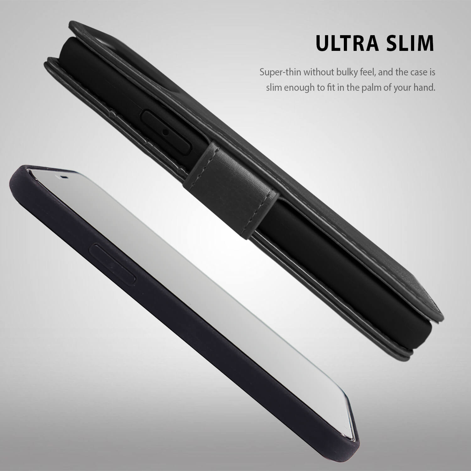 Tough On iPhone 13 Mini Case Magnetic Detachable Leather Black