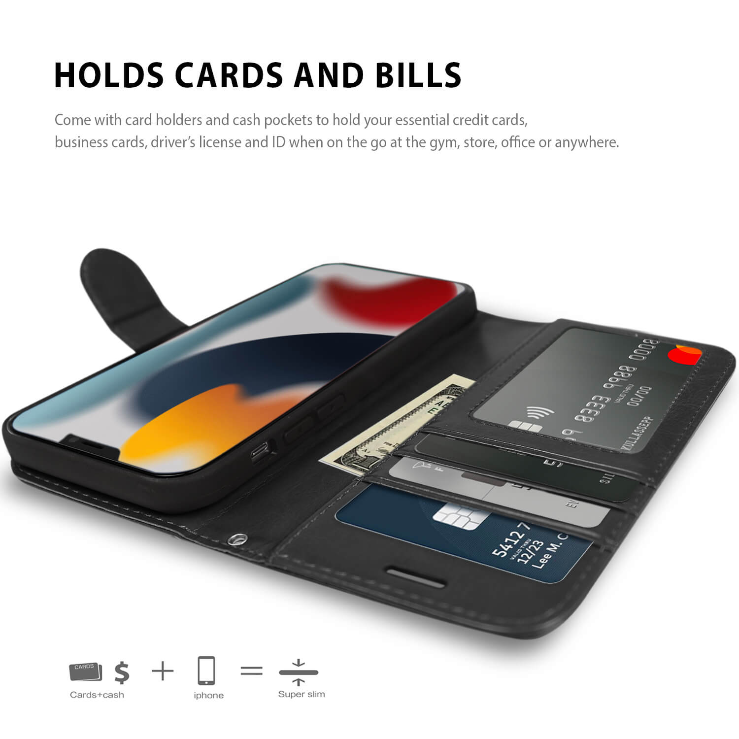 Tough On iPhone 13 Mini Case Magnetic Detachable Leather Black