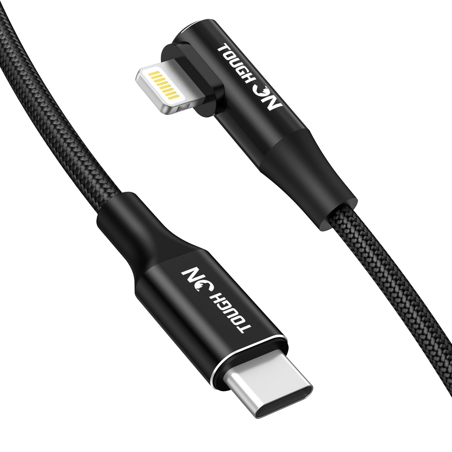 Tough On USB C to Lightning Cable 24W Right Angle Lightning Fast Charging Cable
