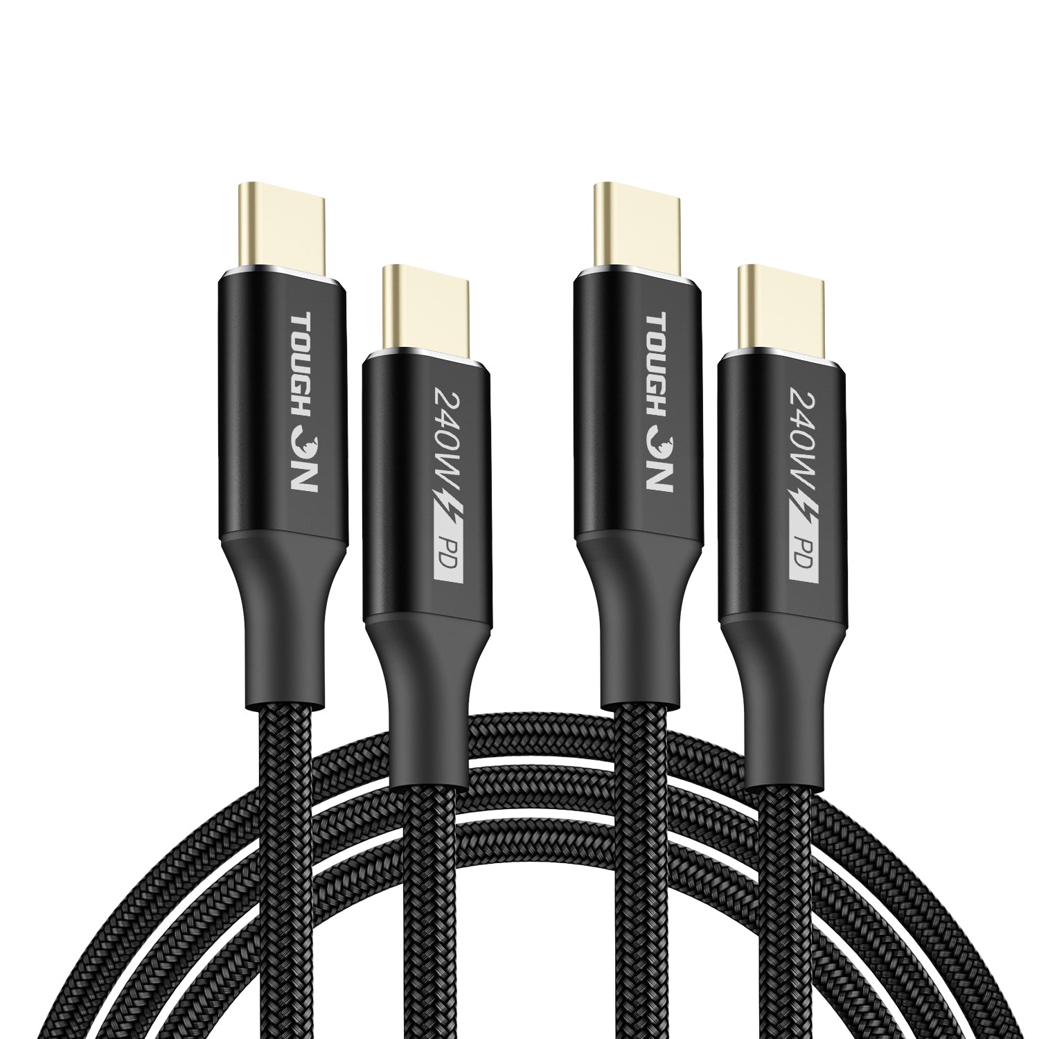 Tough On 240W USB-C Cable 2 Pack PD 3.1 Fast Charging Nylon Braided