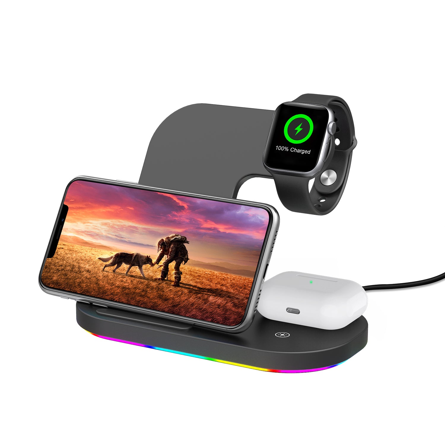3 in 1 Wireless Charger Stand Dock for Apple iPhone iWatch Airpods
