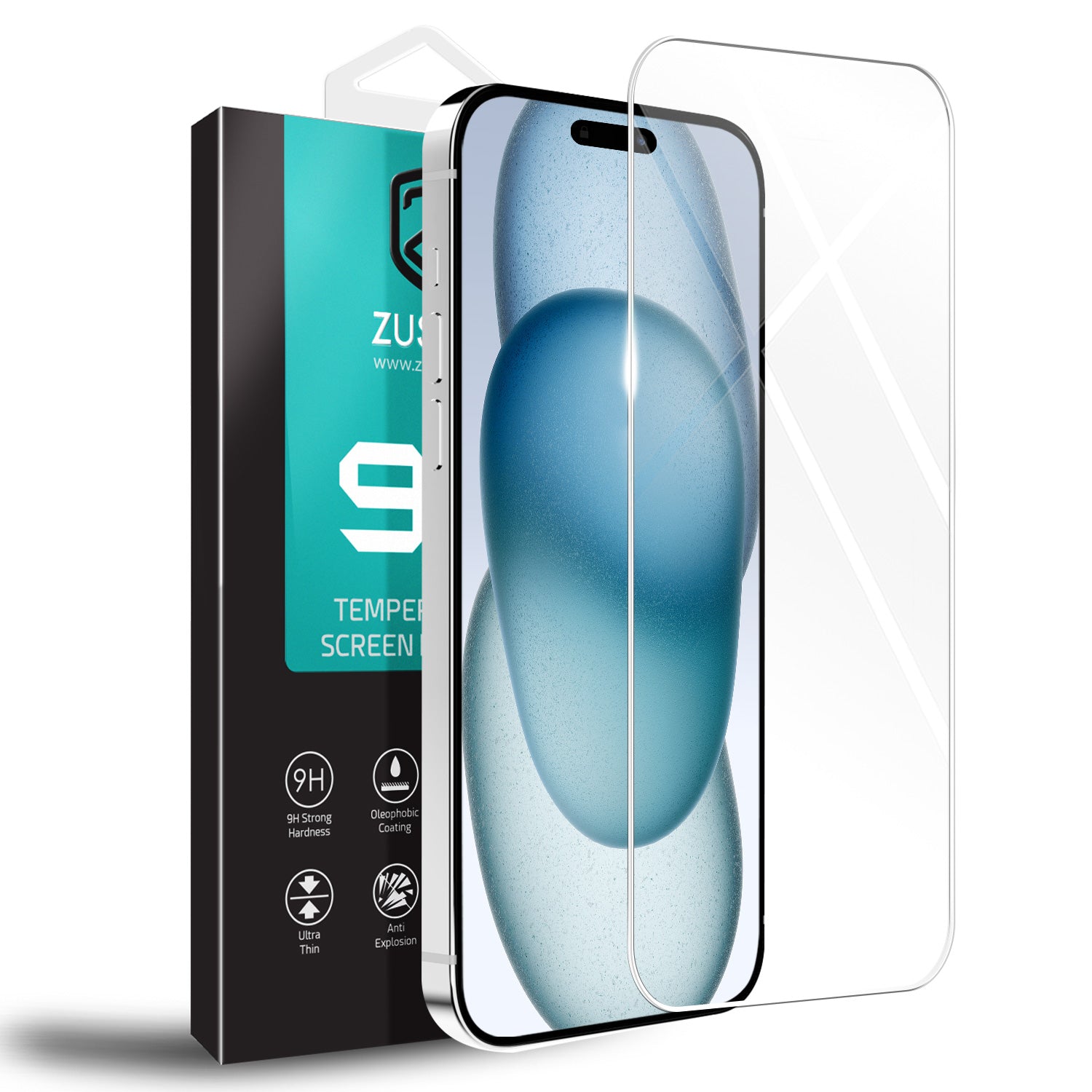 Zuslab iPhone 15 Plus Tempered Glass Screen Protector