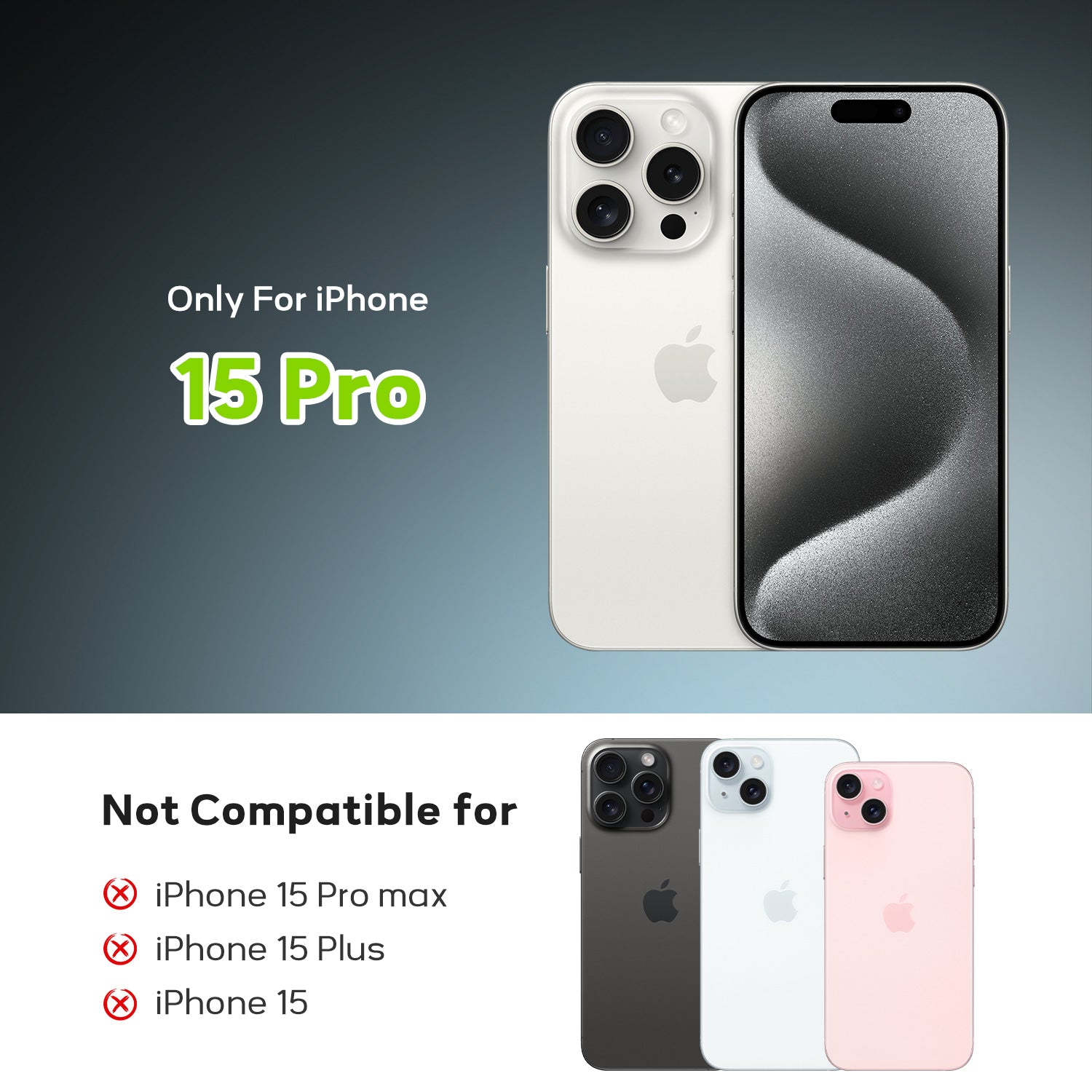 Tough On iPhone 15 Pro Rear Camera Protector Tempered Glass Black
