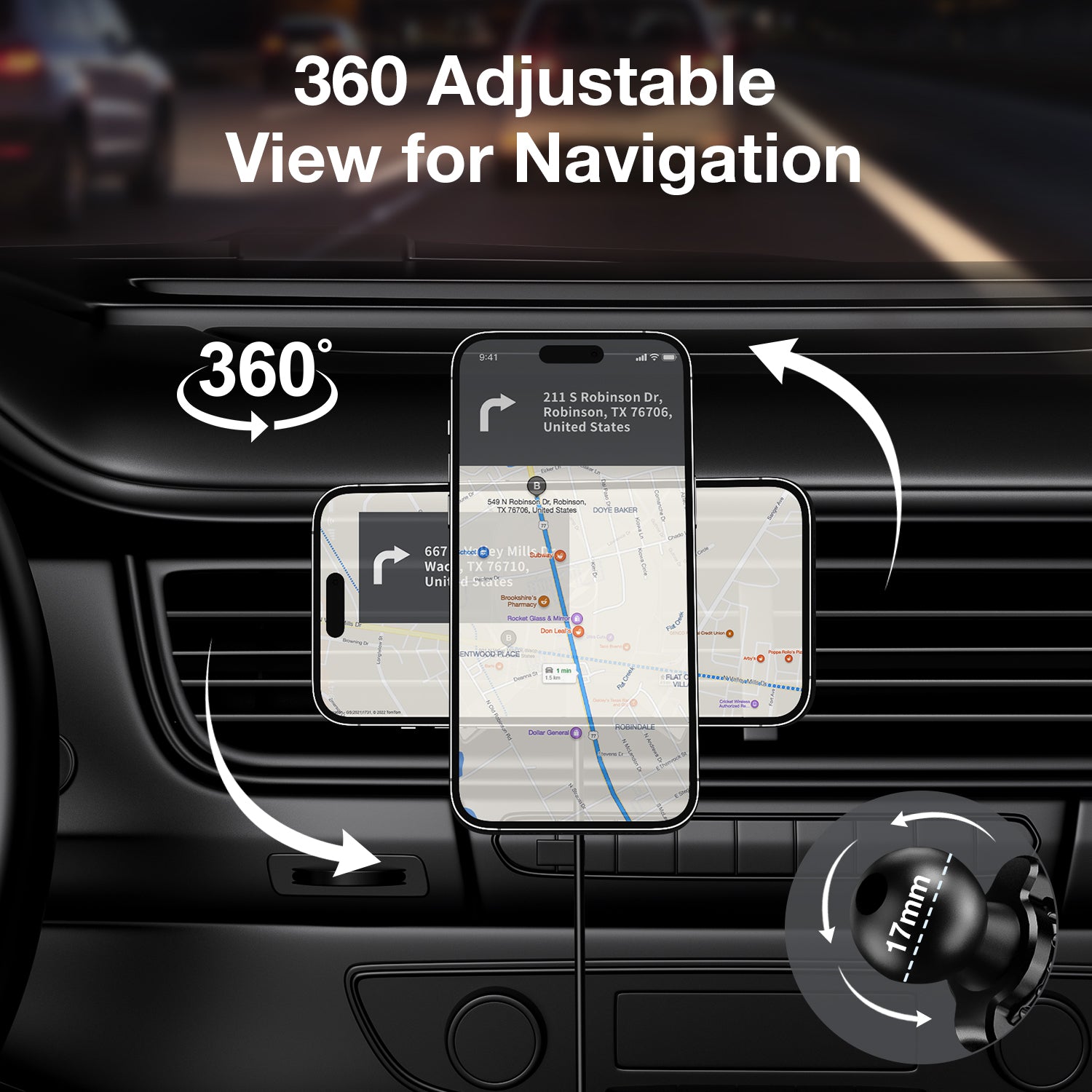 Tough On Magnetic Wireless Car Charger Mount with MagSafe and Car Charger