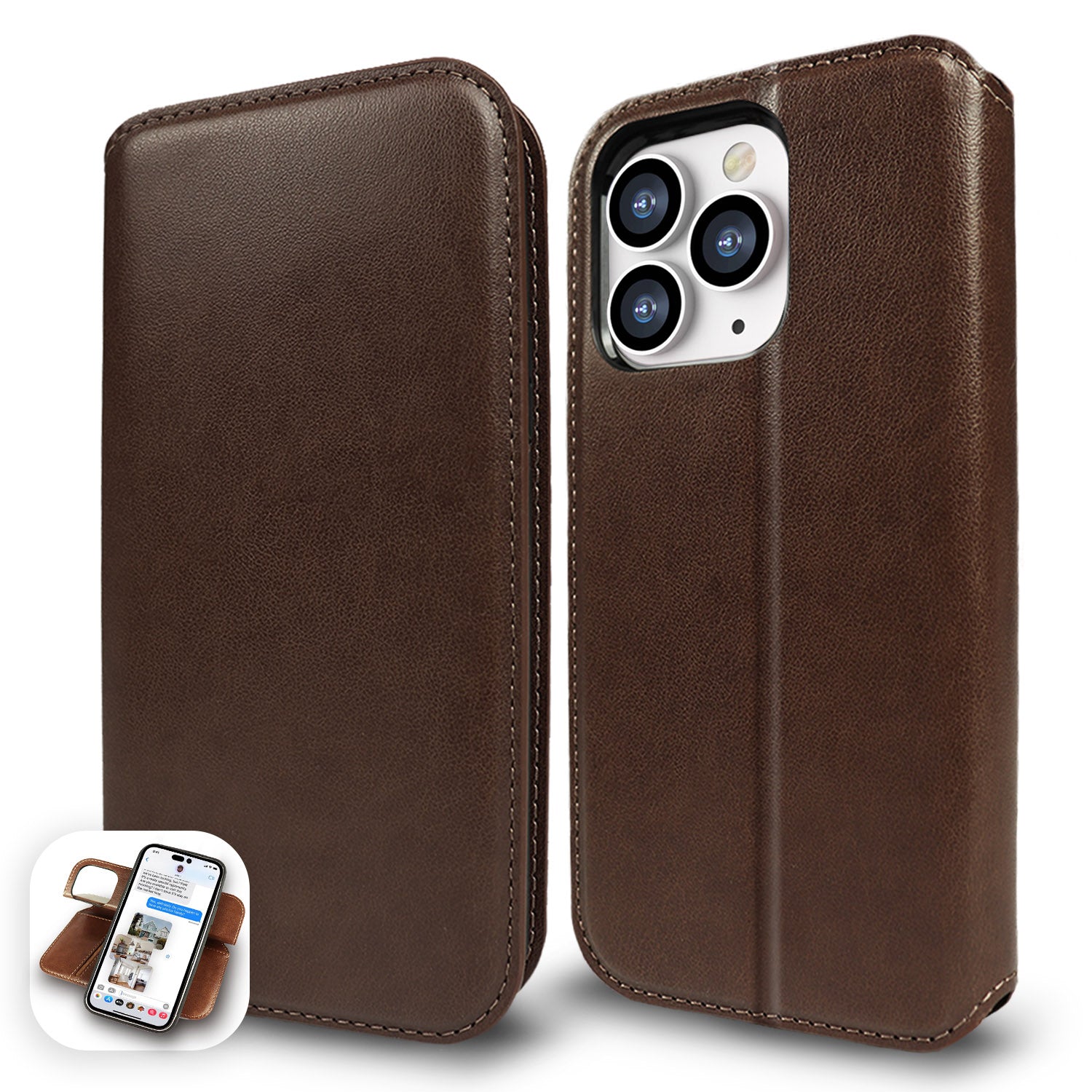 Tough On iPhone 15 Pro Max Case Magnetic Fine Detachable Leather