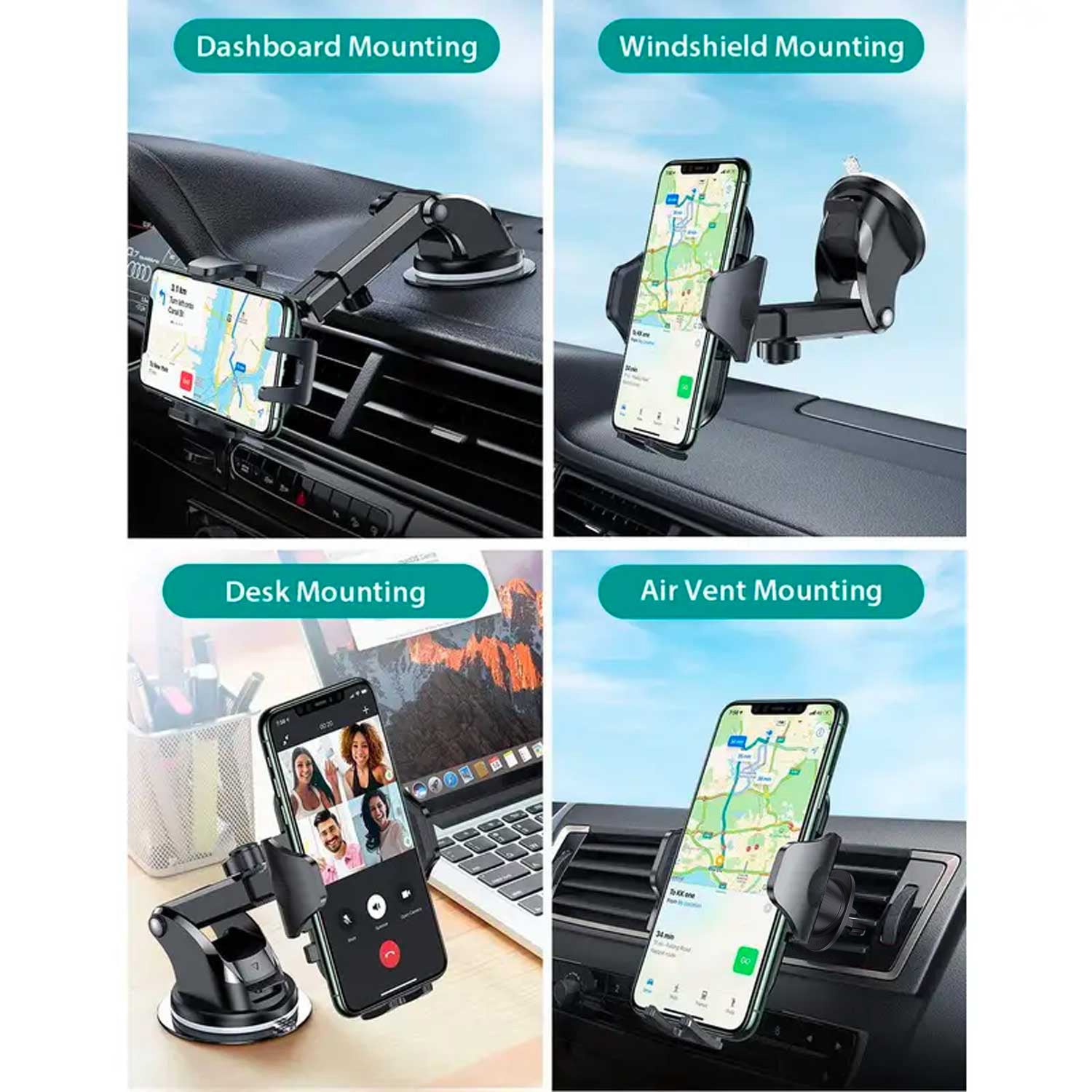 Tough On Universal 360° Smartphone 2-in-1 Car Holder Black