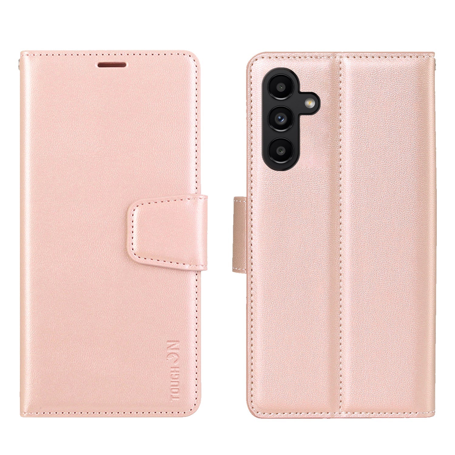 Tough On Samsung Galaxy A15 5G Case Wallet Leather Cover Rose Gold