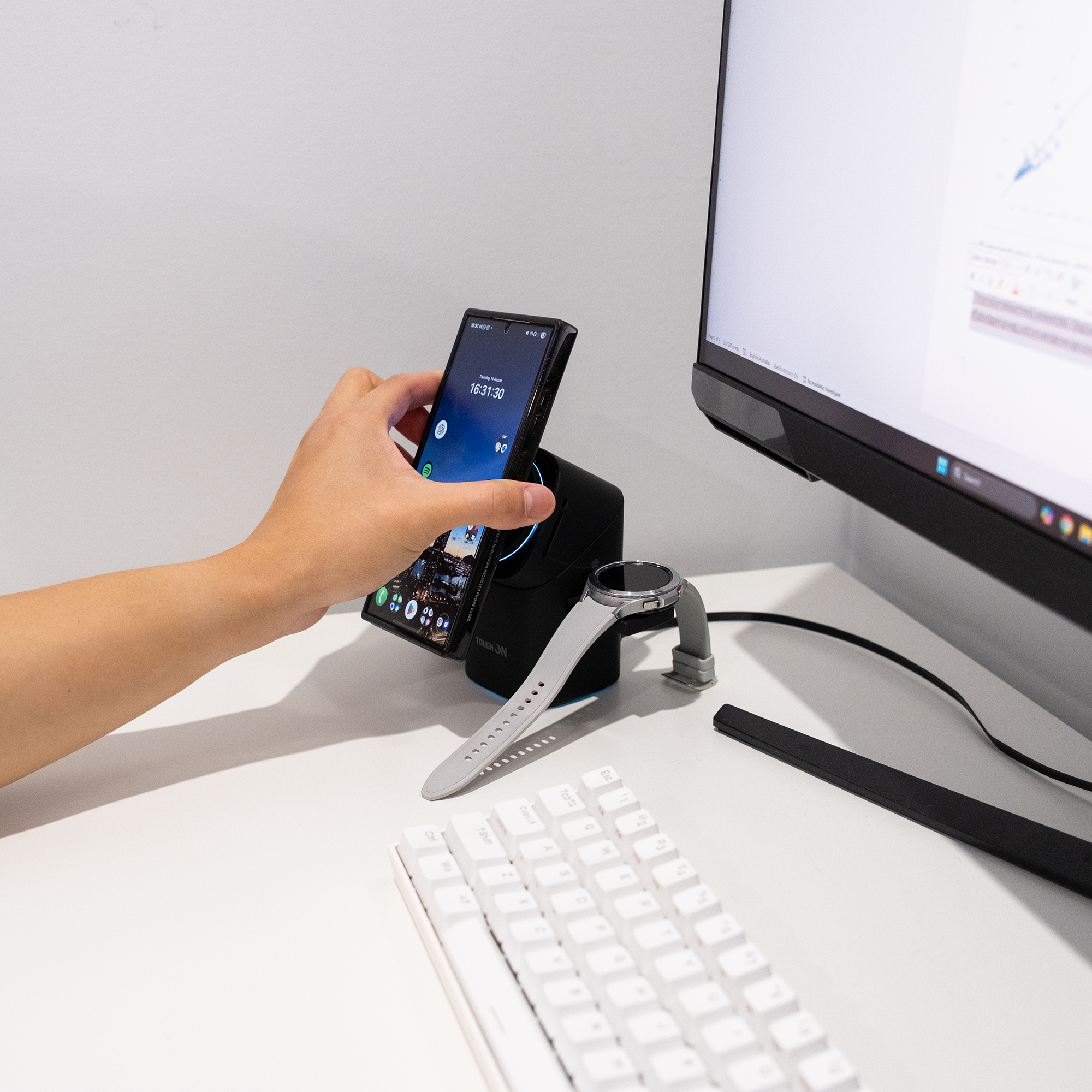 Tough On MagPro QI2 3-in-1 Wireless Charger for Samsung Galaxy Phone Watch Earbuds