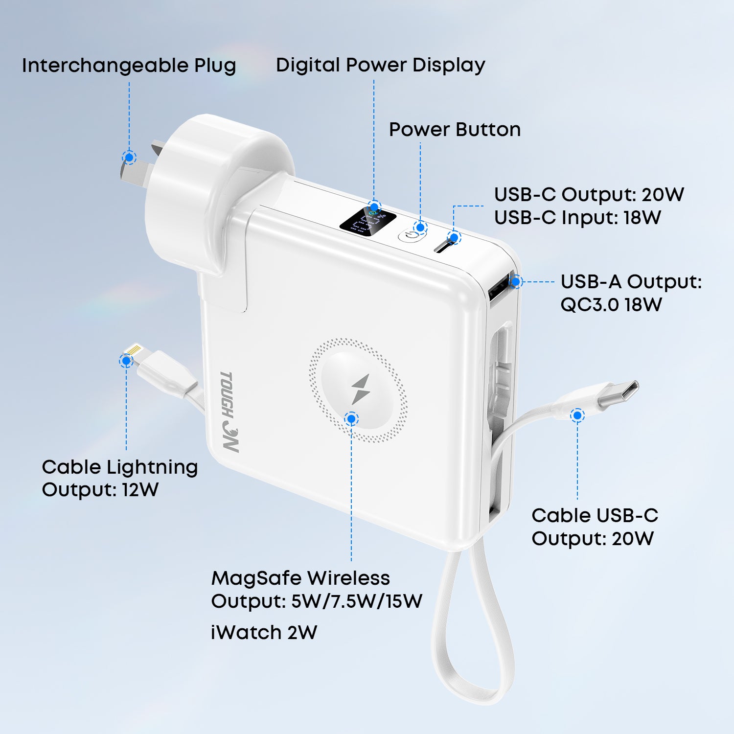 Tough On MagGo 5-in-1 Universal Travel Power Bank 10000mAh