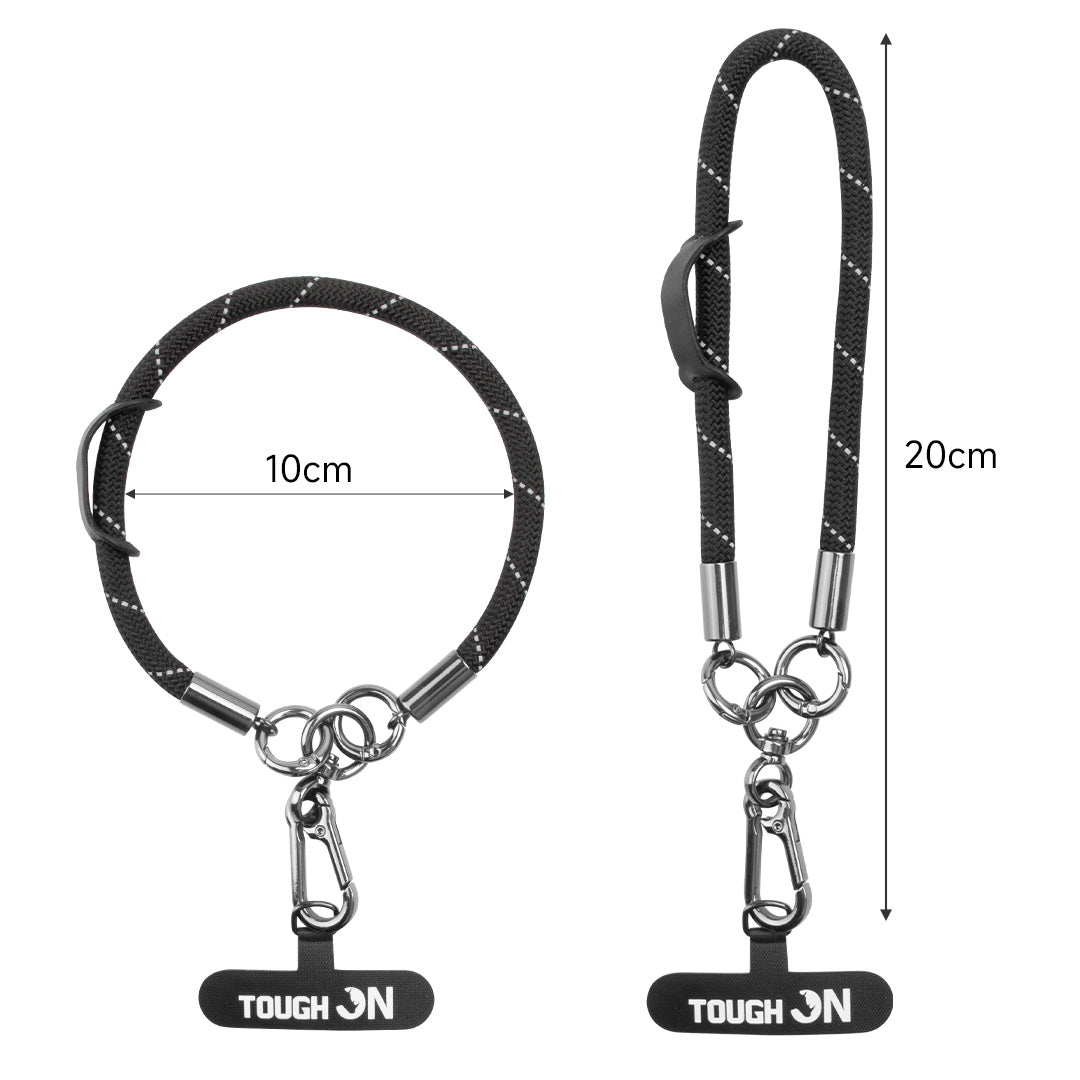 Tough On Rope Phone Wristlet Strap with Card Black