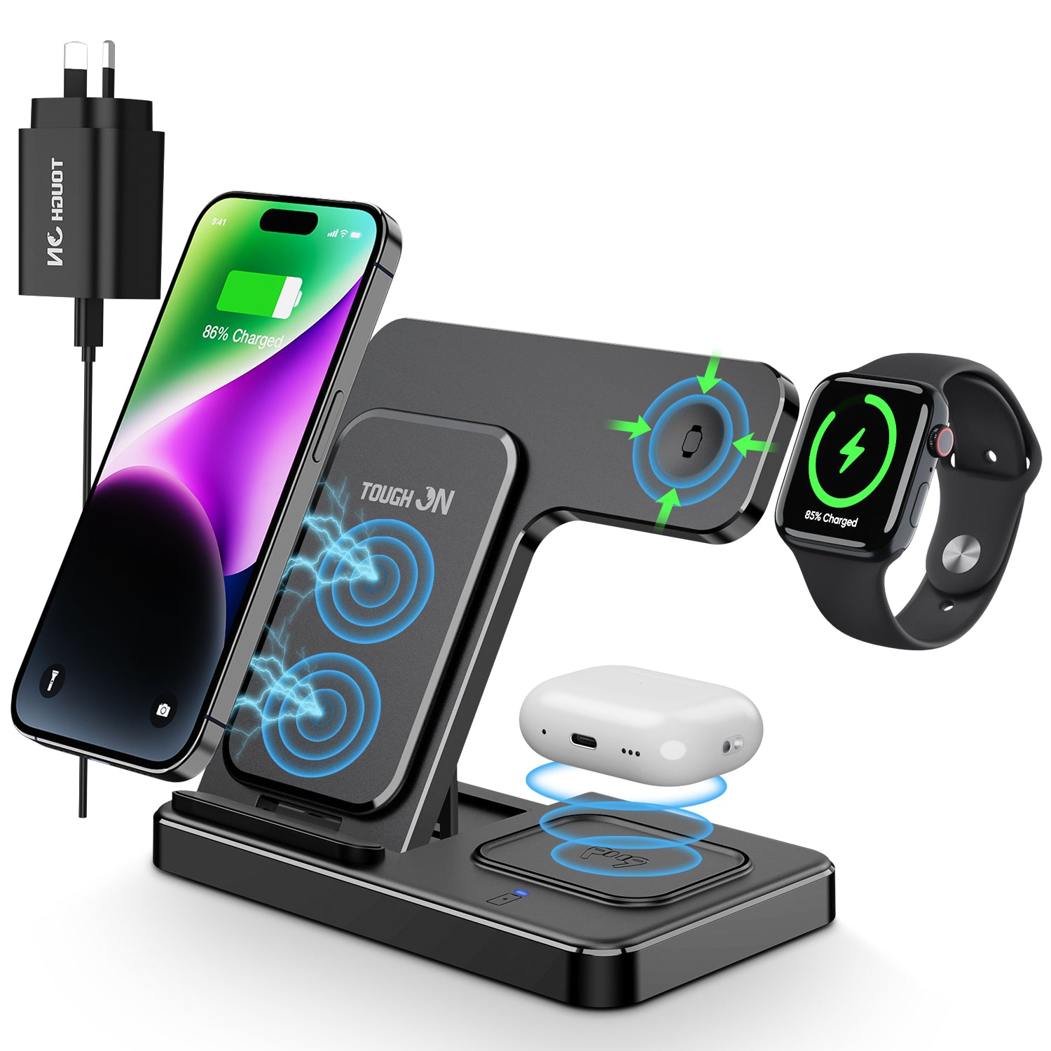 Tough On Wireless Charger 3 in 1 Foldable Wireless Charging