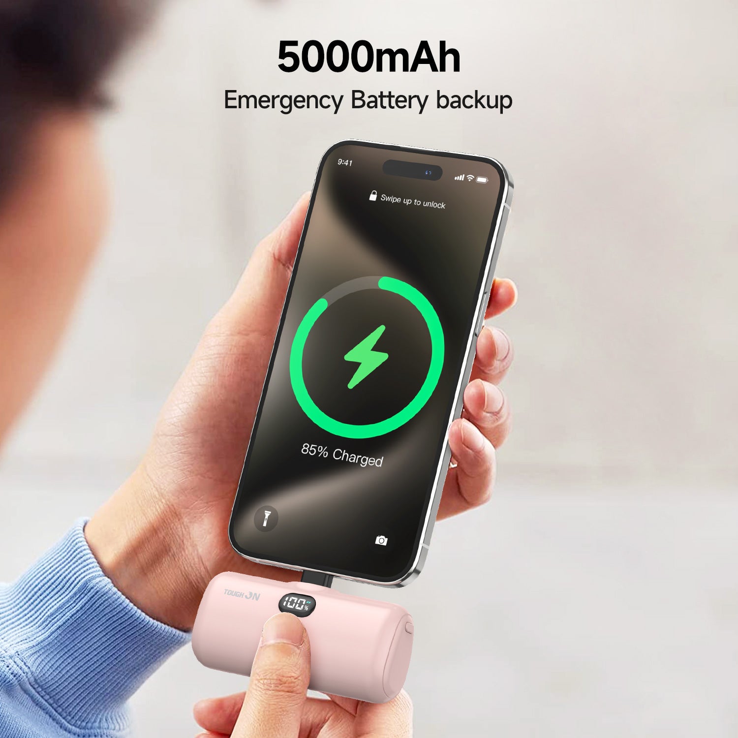 Tough On Mini Portable Charger 5000mAh Power Bank USB C Charging for Samsung Android iPhone 15 & 16 Series