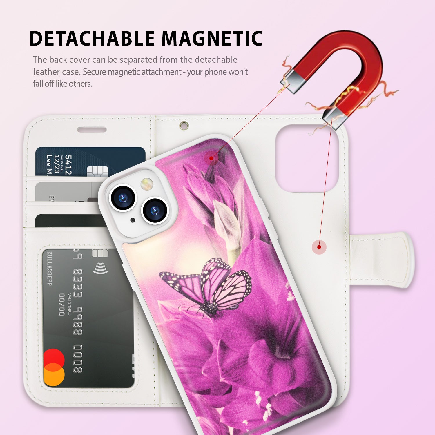 Tough On iPhone 15 Plus Case Magnetic Detachable Leather
