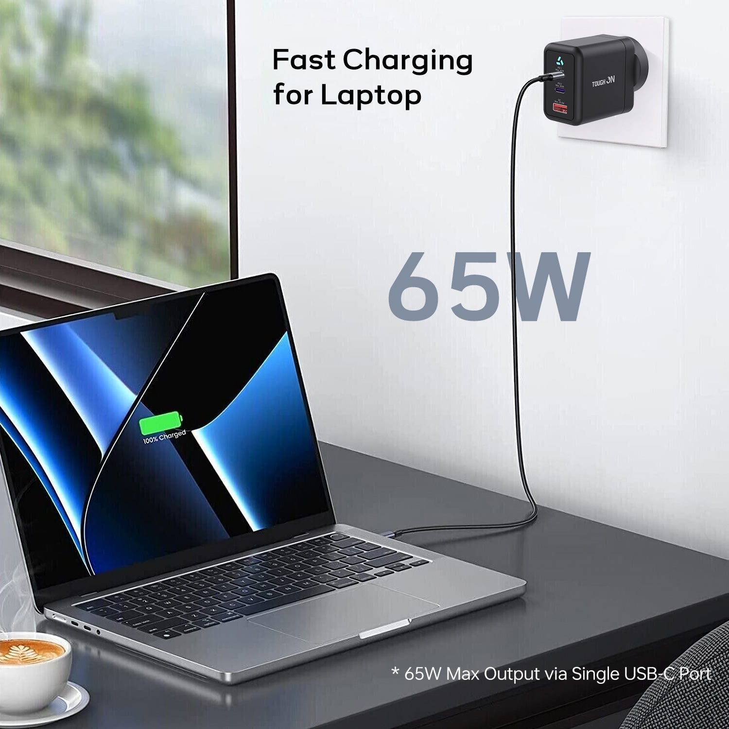 Tough On 65W 3 Port PD & QC 3.0 Fast Wall Charger