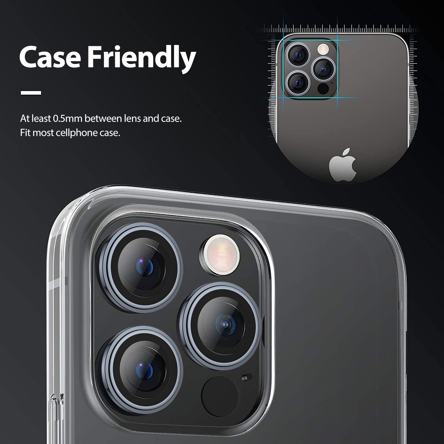 Tough On iPhone 13 Pro Camera Lens Protector Black