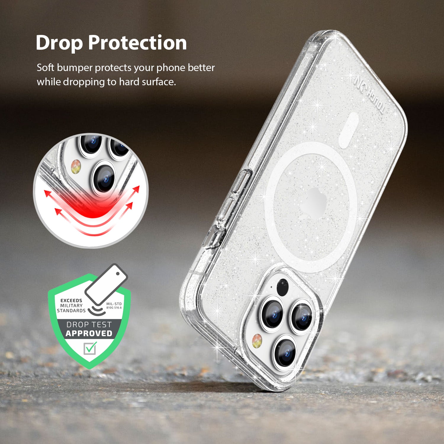 Tough On iPhone 15 Pro Max Clear Case with MagSafe