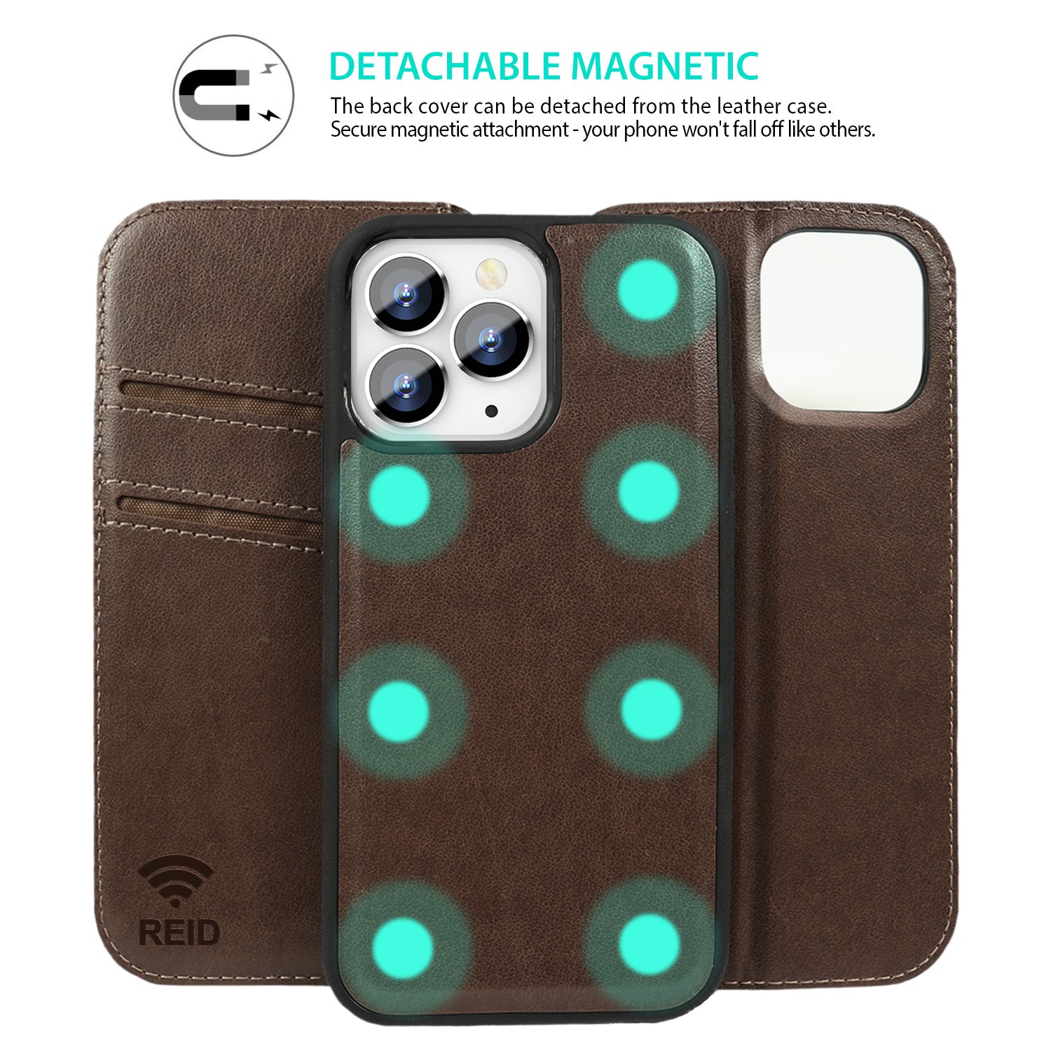 Tough On iPhone 15 Pro Max Case Magnetic Fine Detachable Leather