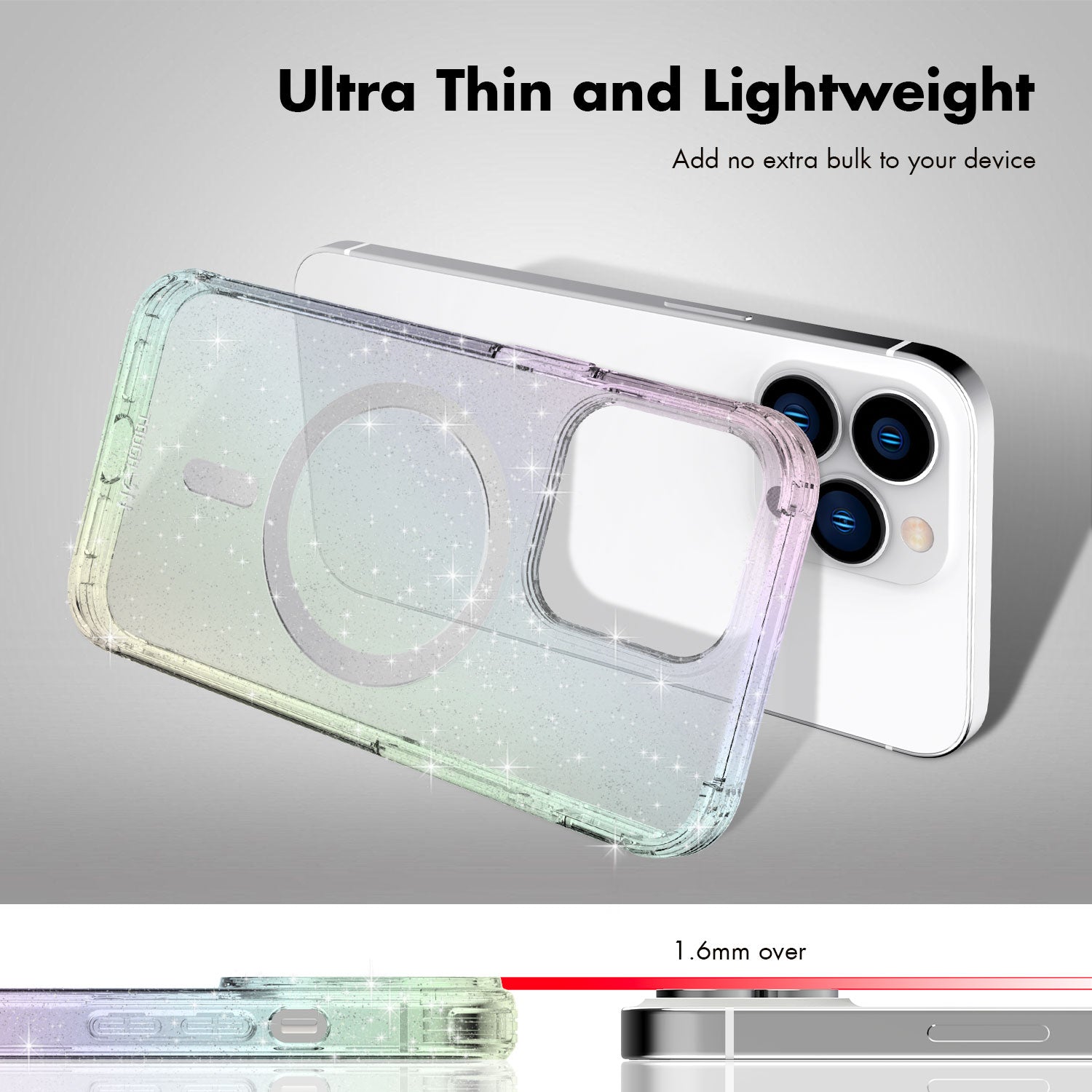 Tough On iPhone 12 Pro Max Case Glitter Iridescent with Magsafe