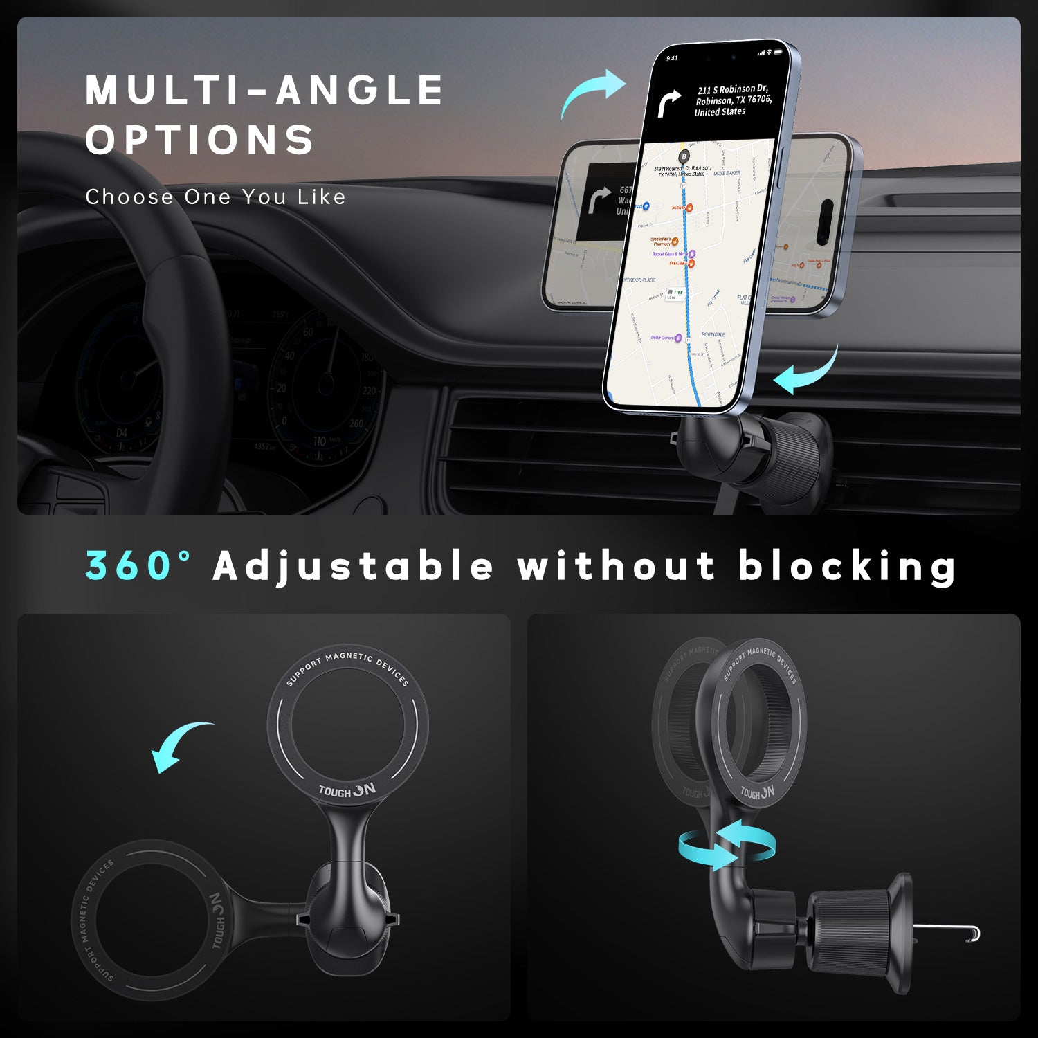 Tough On MagSafe Car Mount Magnetic Phone Holder for Car Air Vent