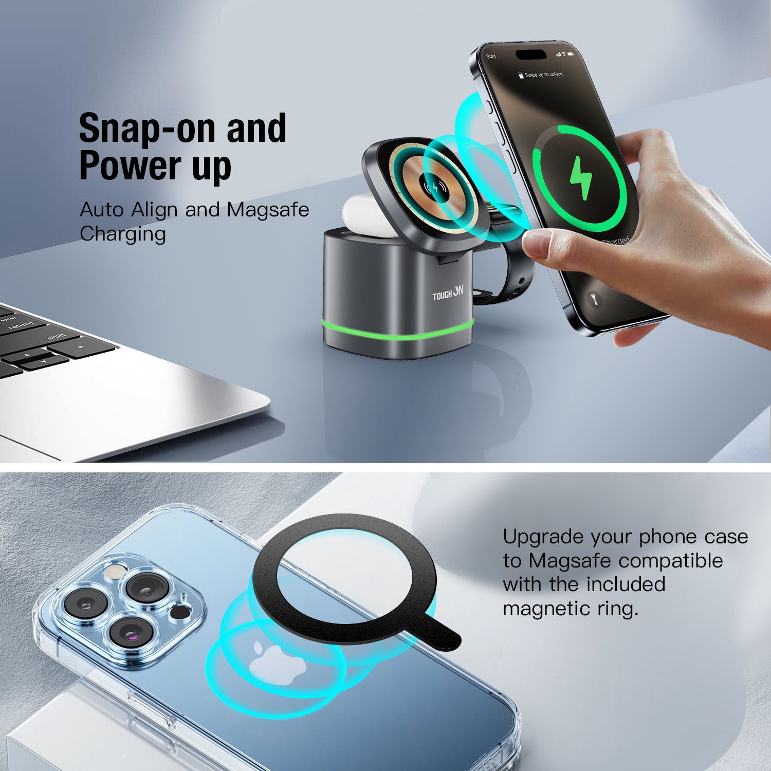 Tough On 3 in 1 Wireless Charger Cube with Magsafe