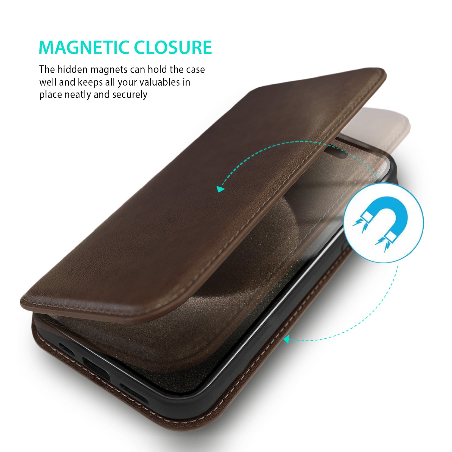 Tough On iPhone 15 Pro Max Case Magnetic Fine Detachable Leather