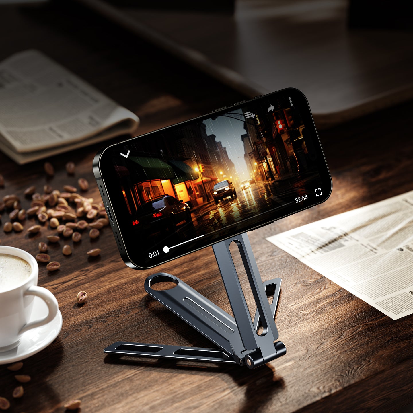 Magnetic Tripod Phone Holder Stand Grey