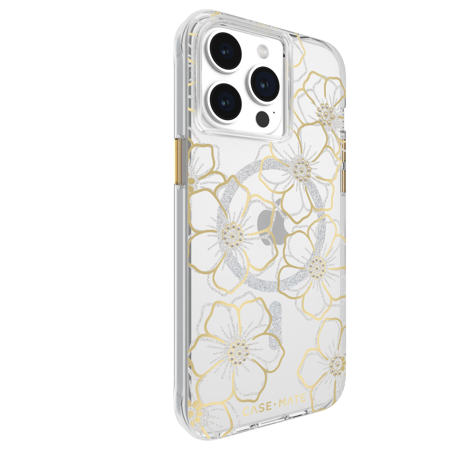 Case-Mate iPhone 15 Pro Max Case Floral Gems with MagSafe Gold