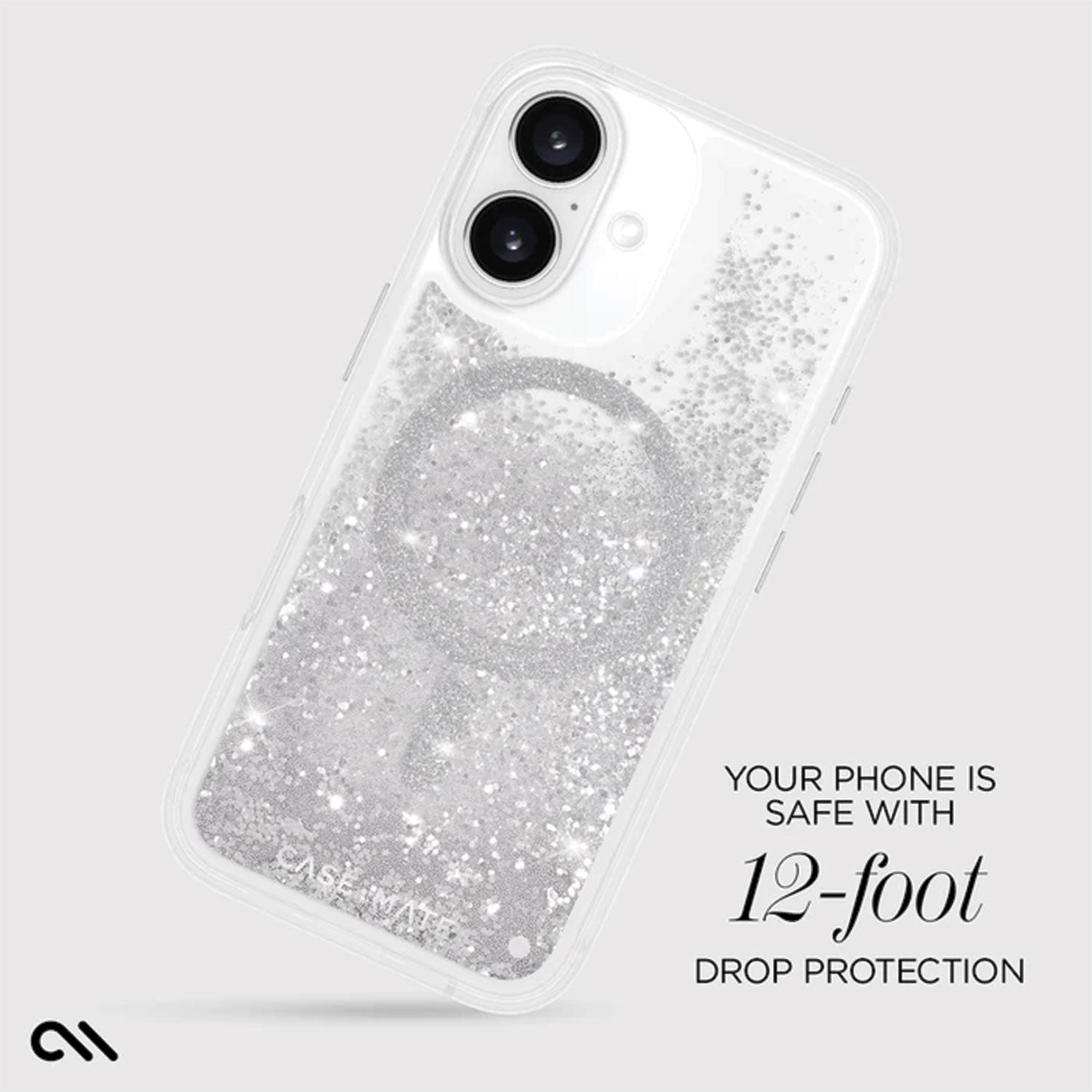 Case-Mate iPhone 16 Case Waterfall Silver with MagSafe