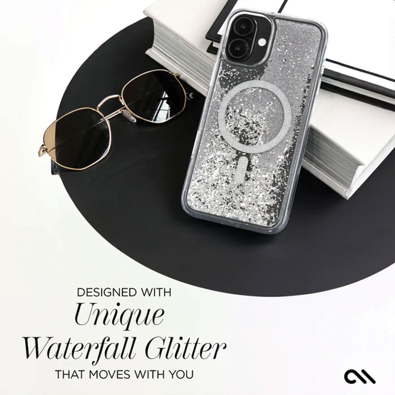 Case-Mate iPhone 16 Case Waterfall Silver with MagSafe