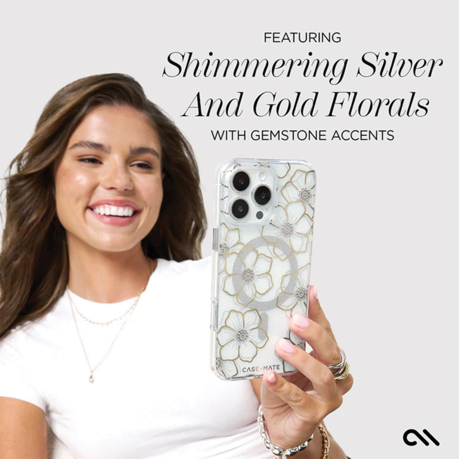 Case-Mate iPhone 16 Pro Max Case Floral Gems with MagSafe