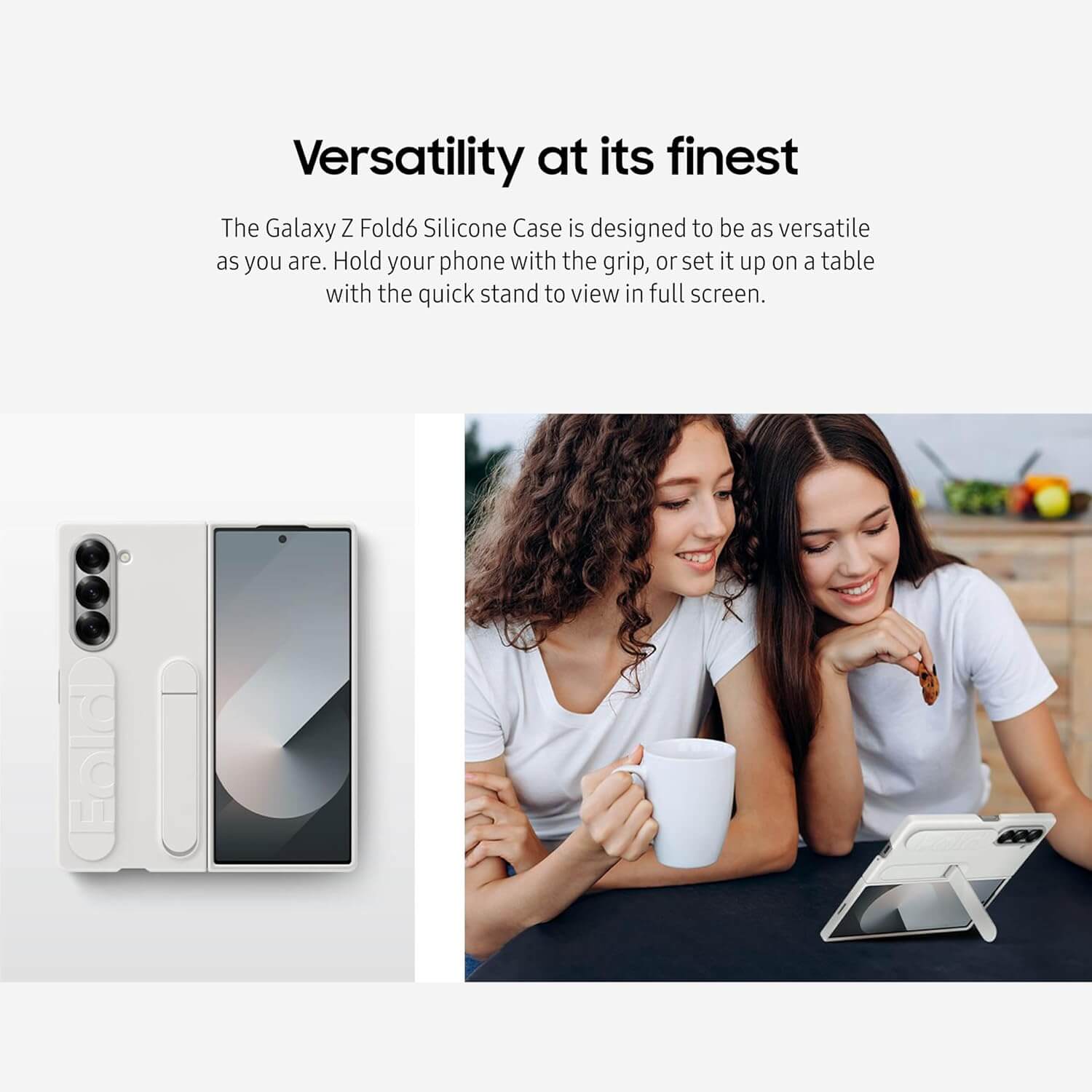 Samsung Galaxy Z Fold6 Silicone Case With Stand And Grip