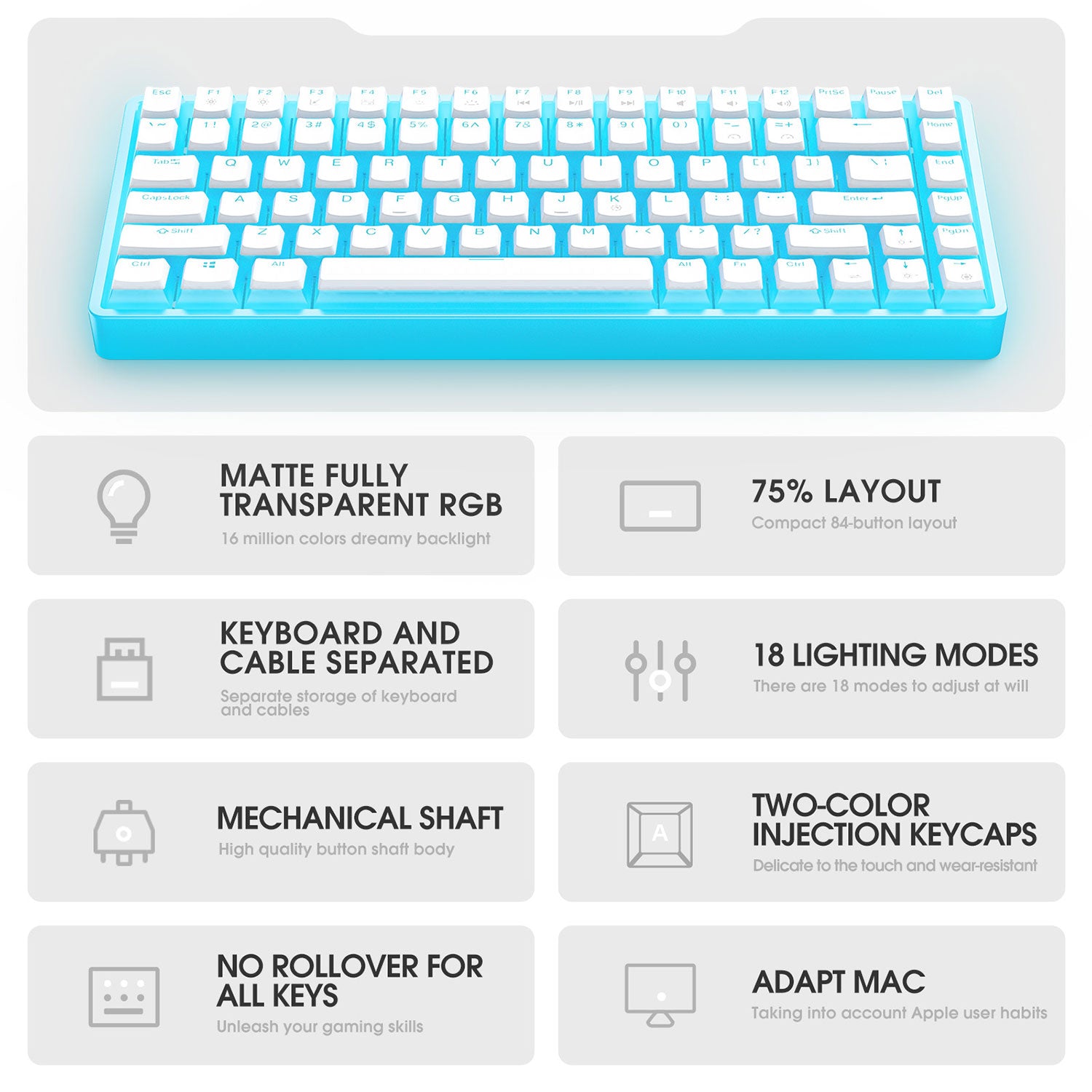 Onikuma G30 Gaming Wired Mechanical Keyboard with RGB Backlit