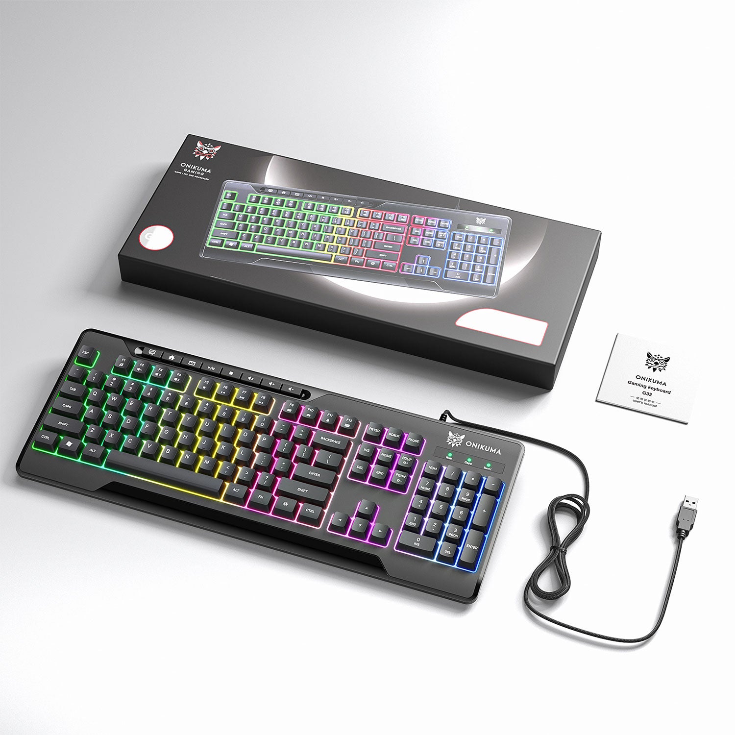 Onikuma G32 Wired Gaming Keyboard with RGB Backlit