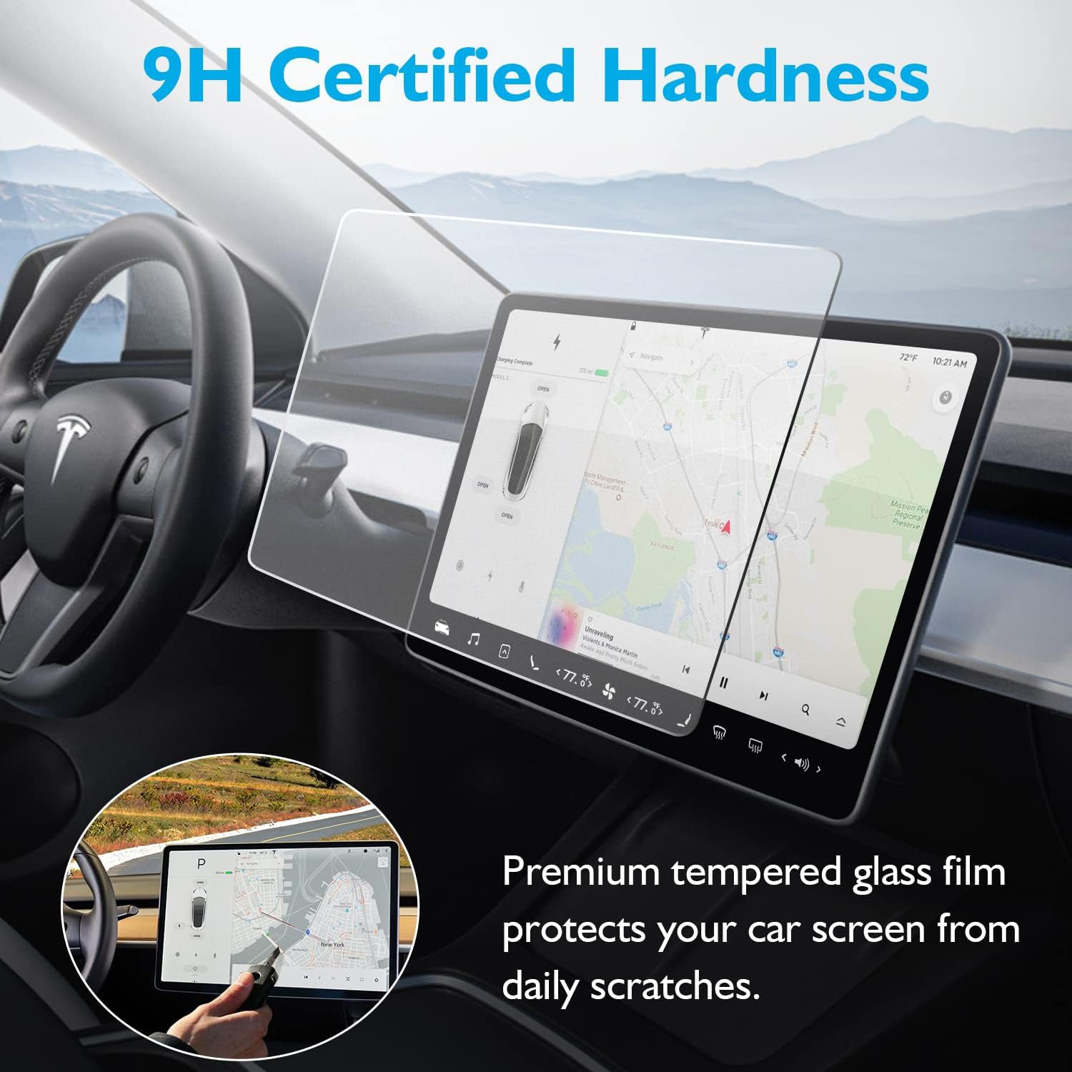 Tesla Model 3/Y 15'' Touchscreen Protector HD Clear Tempered Glass