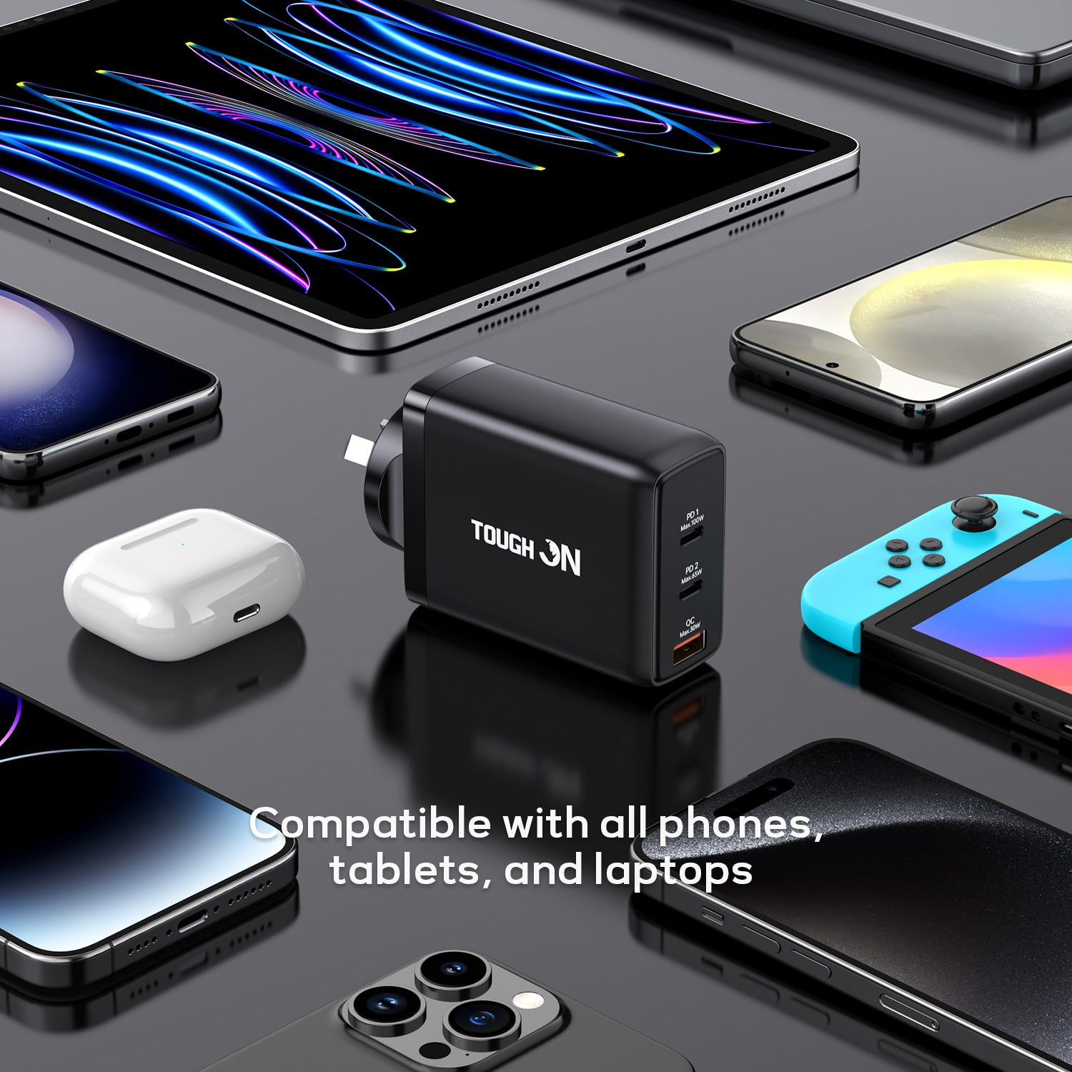 Tough On 100W 3 Port PD & QC 3.0 Fast Wall Charger