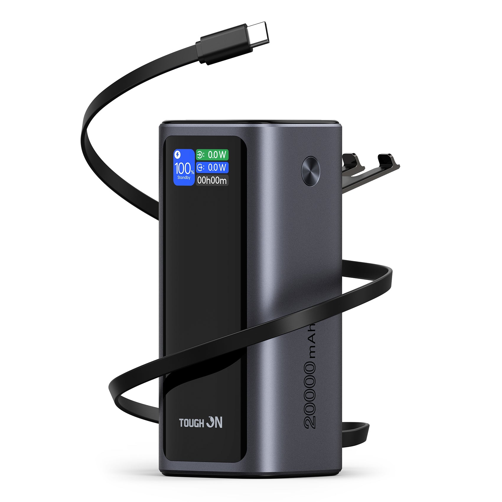 Tough On 130W 20000mAh Power Bank with Retractable Built-in Cable & Stand