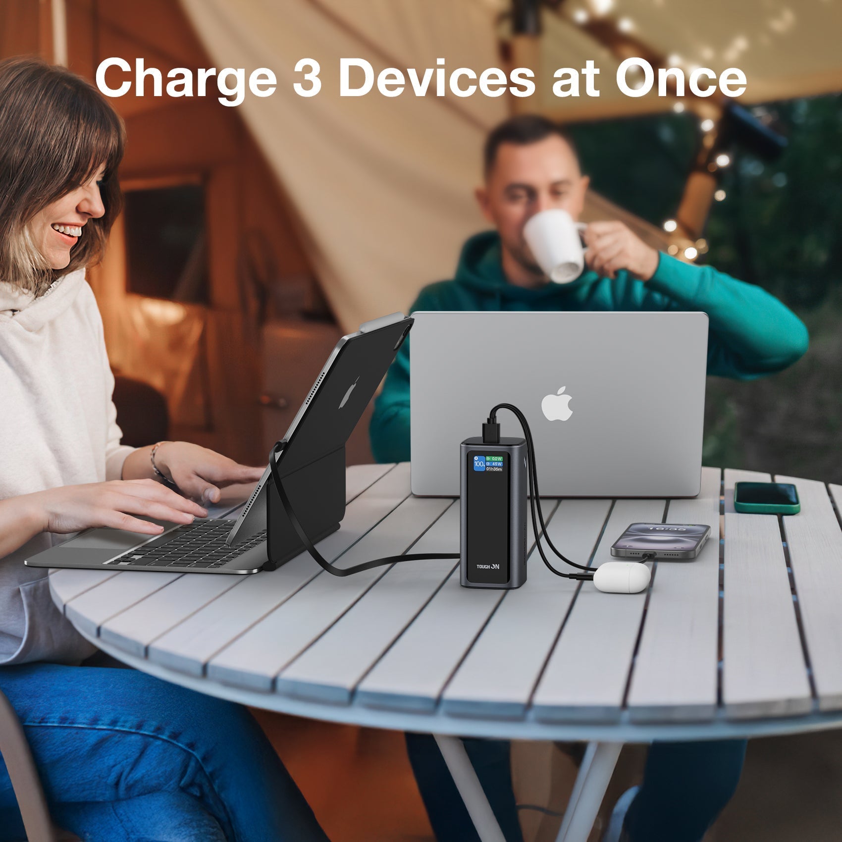 Tough On Laptop Power Bank with USB-C to USB-C 100W Cable