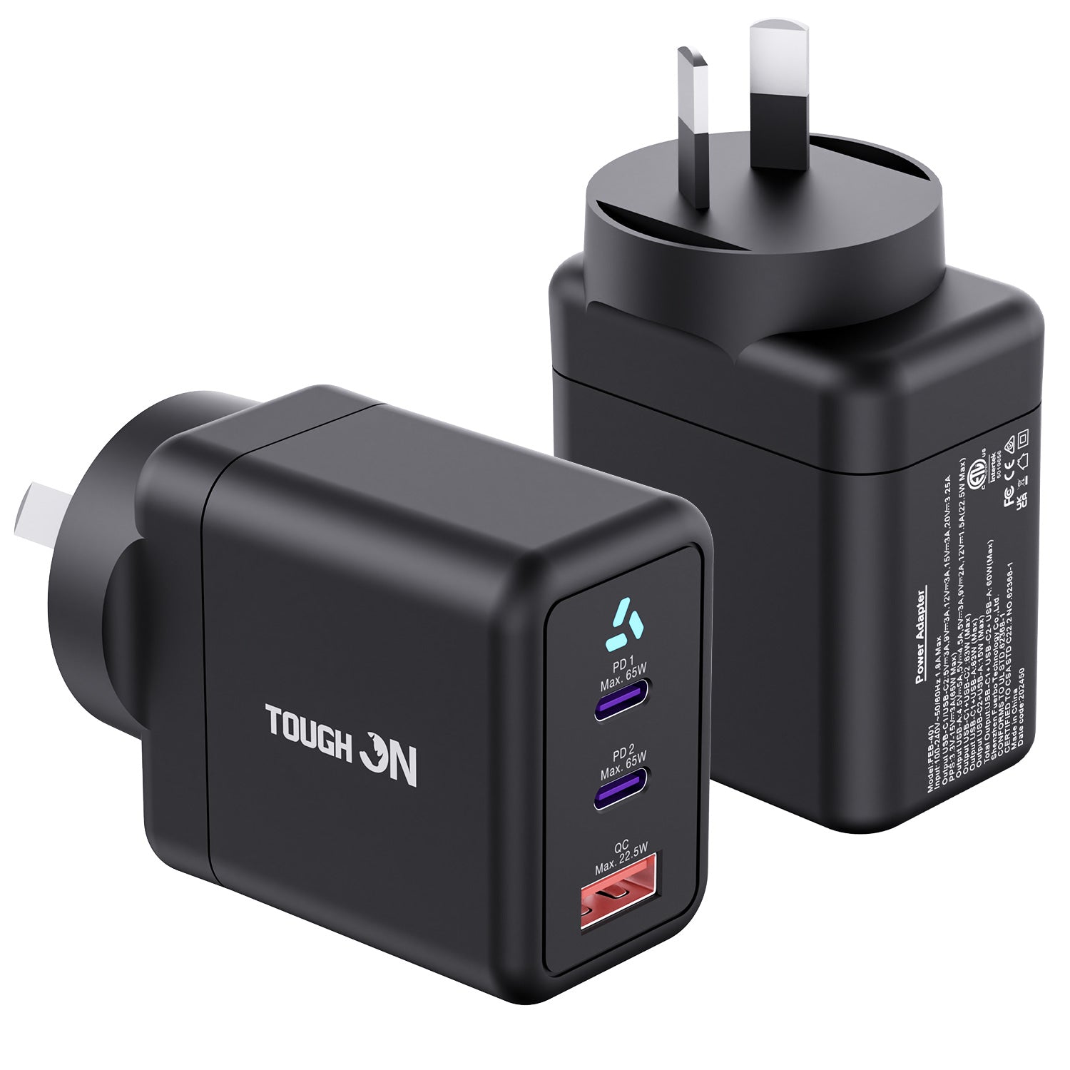 Tough On 65W 3 Port PD & QC 3.0 Fast Wall Charger